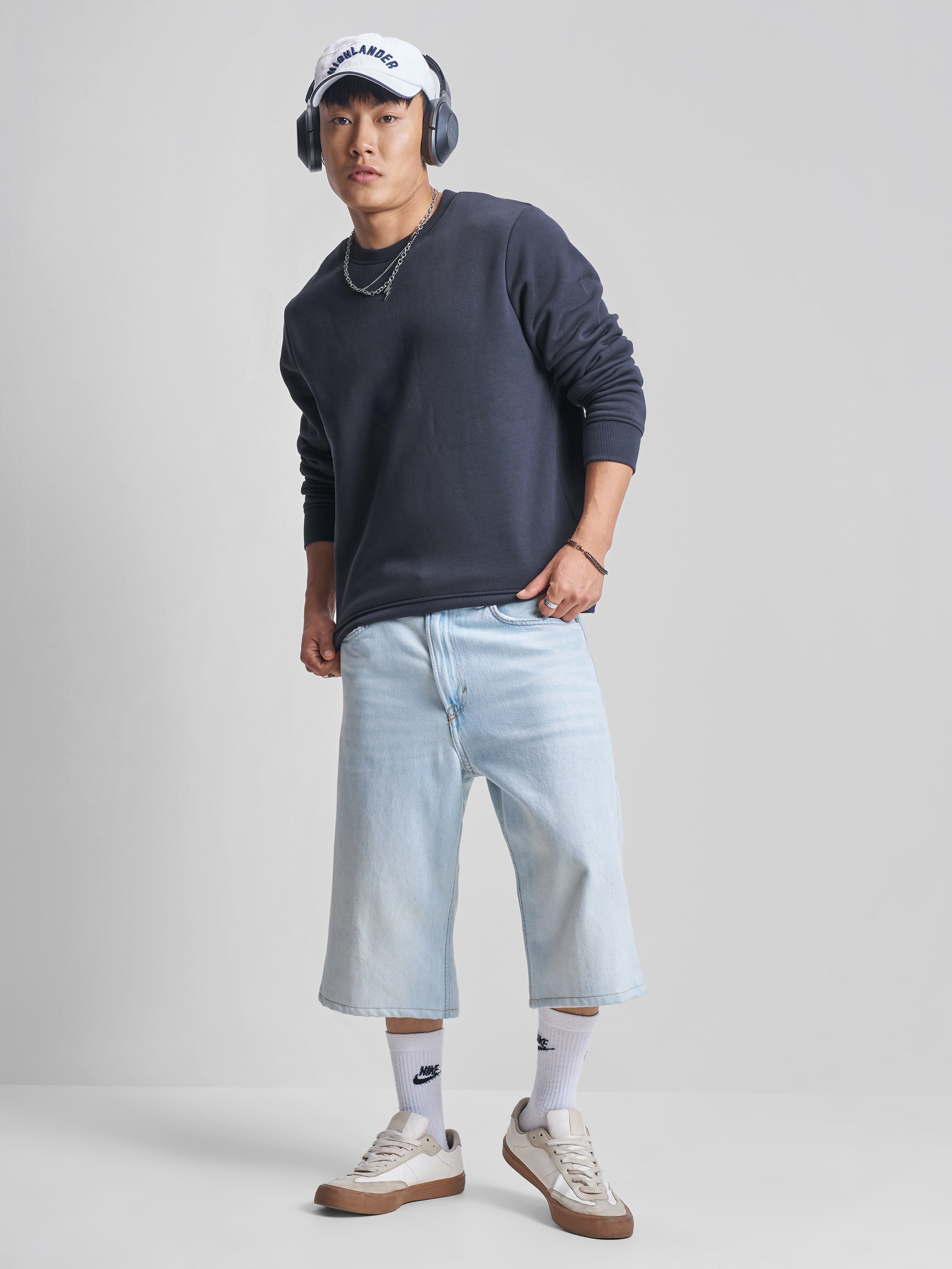 Highlander Men Navy Blue Round Neck Pullover Sweatshirt - Navy Blue - Image 2