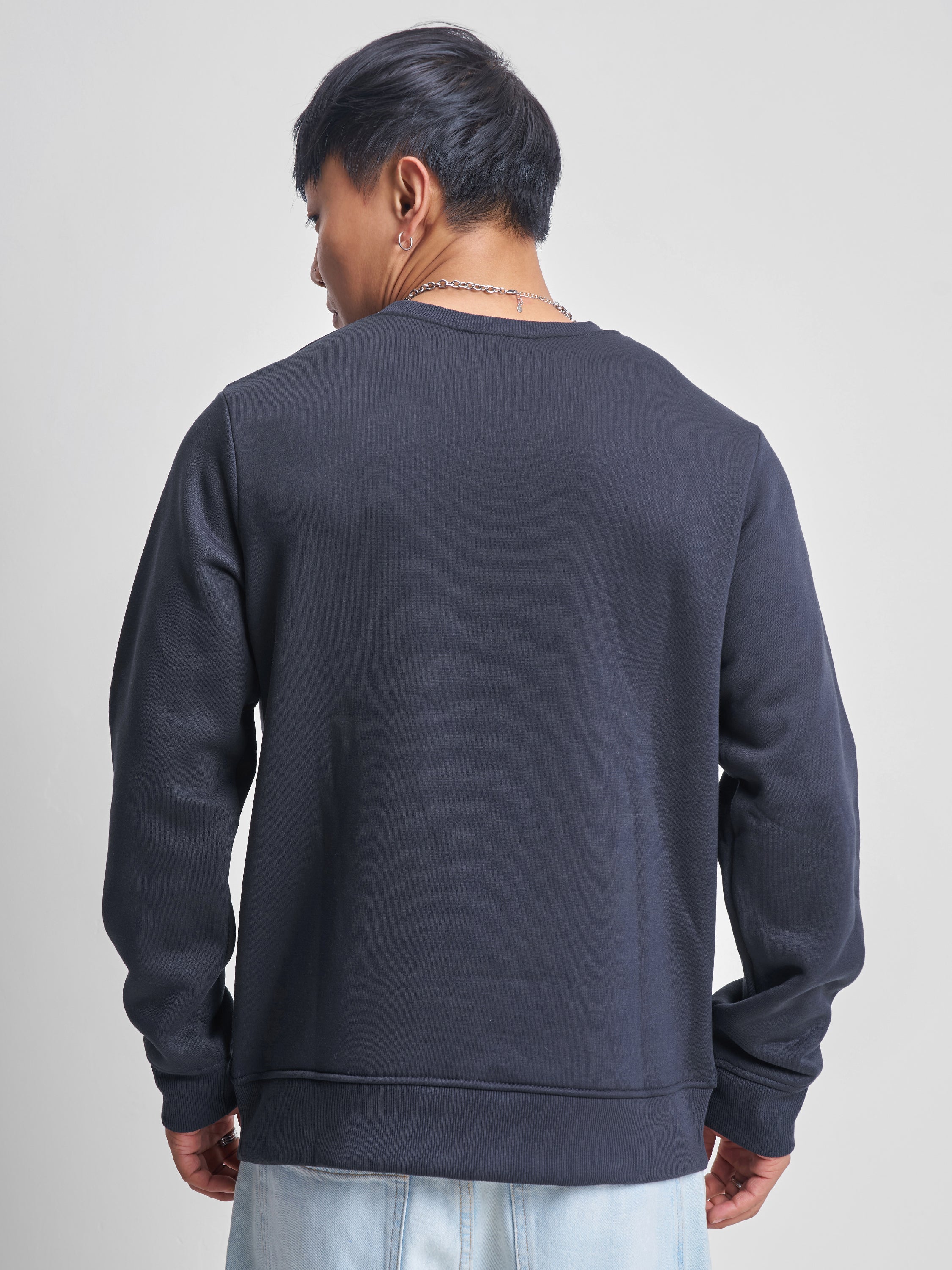 Highlander Men Navy Blue Round Neck Pullover Sweatshirt - Navy Blue - Image 3