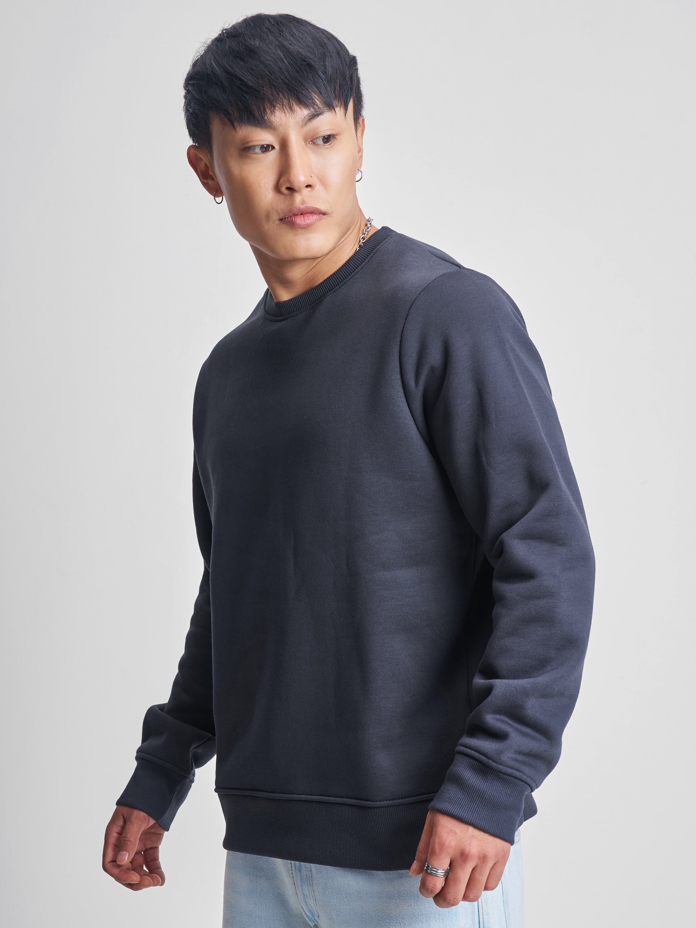 Highlander Men Navy Blue Round Neck Pullover Sweatshirt - Navy Blue - Image 4