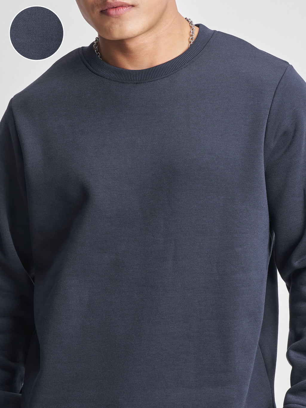 Highlander Men Navy Blue Round Neck Pullover Sweatshirt - Navy Blue - Image 5