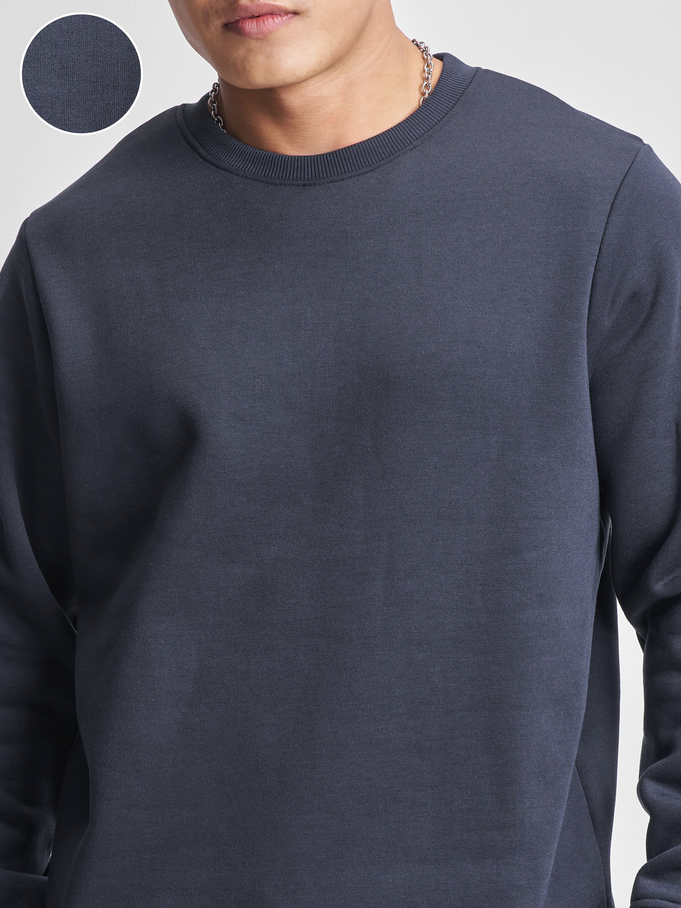 Highlander Men Navy Blue Round Neck Pullover Sweatshirt - Navy Blue - Image 5