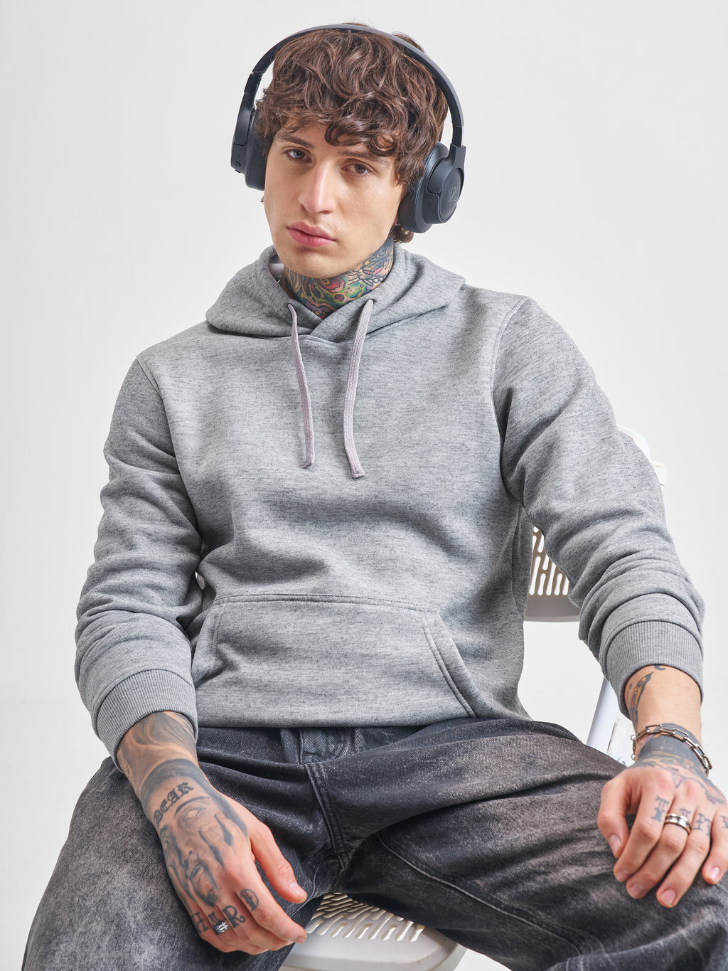 Highlander Men Grey Hooded Pullover Sweatshirt - Grey - Image 1
