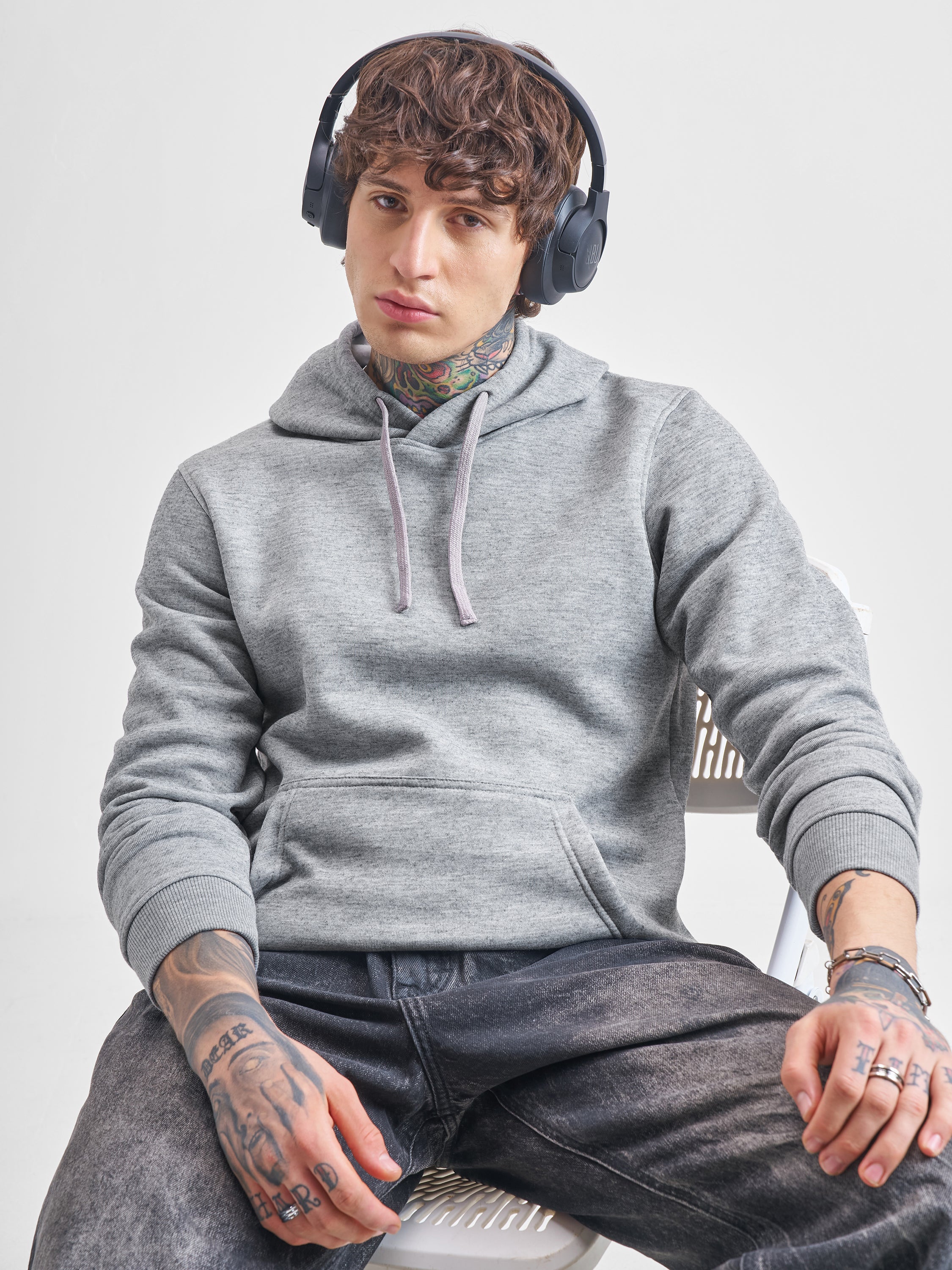 Highlander Men Grey Hooded Pullover Sweatshirt - Grey - Image 1