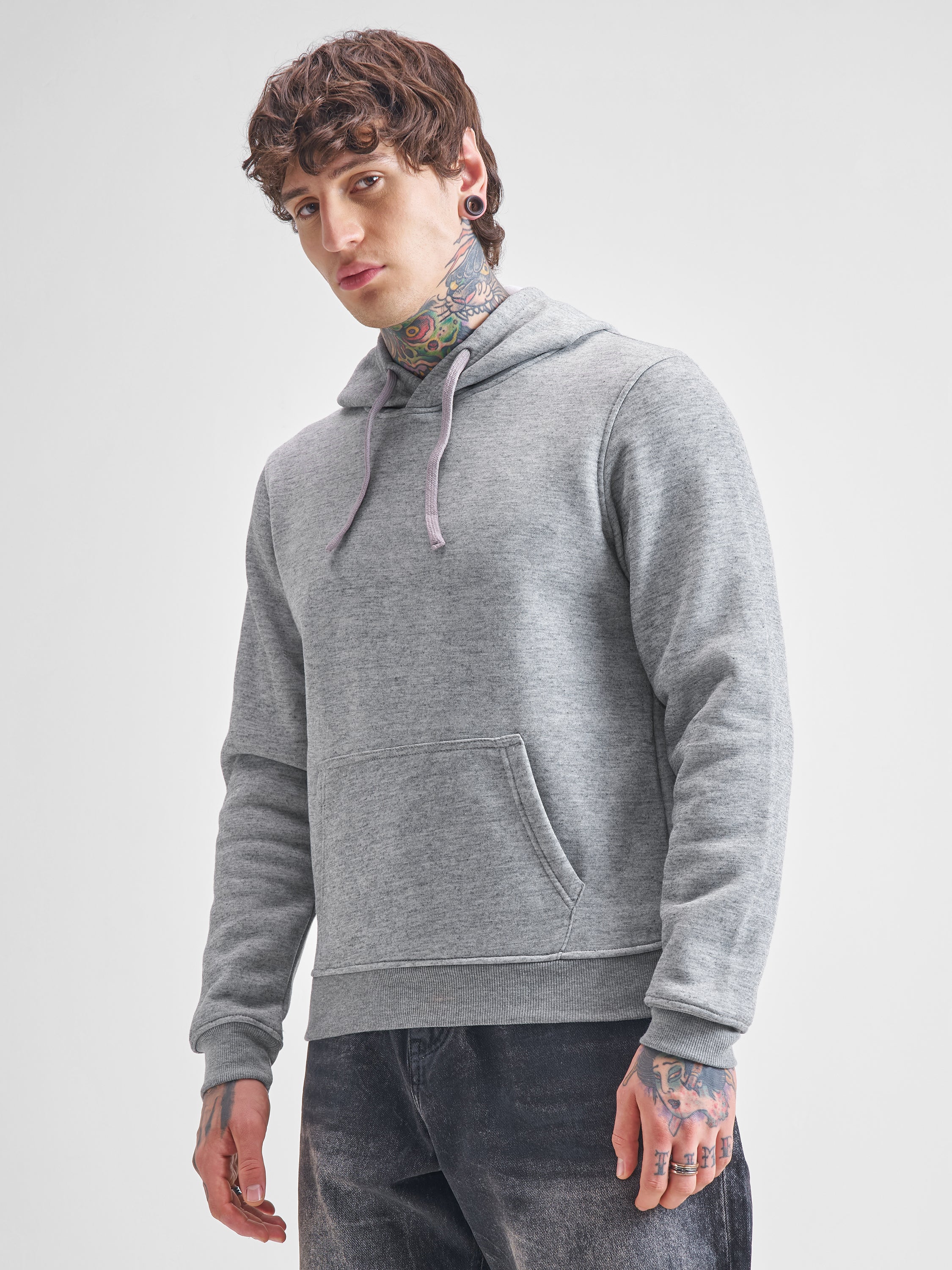 Highlander Men Grey Hooded Pullover Sweatshirt - Grey - Image 4