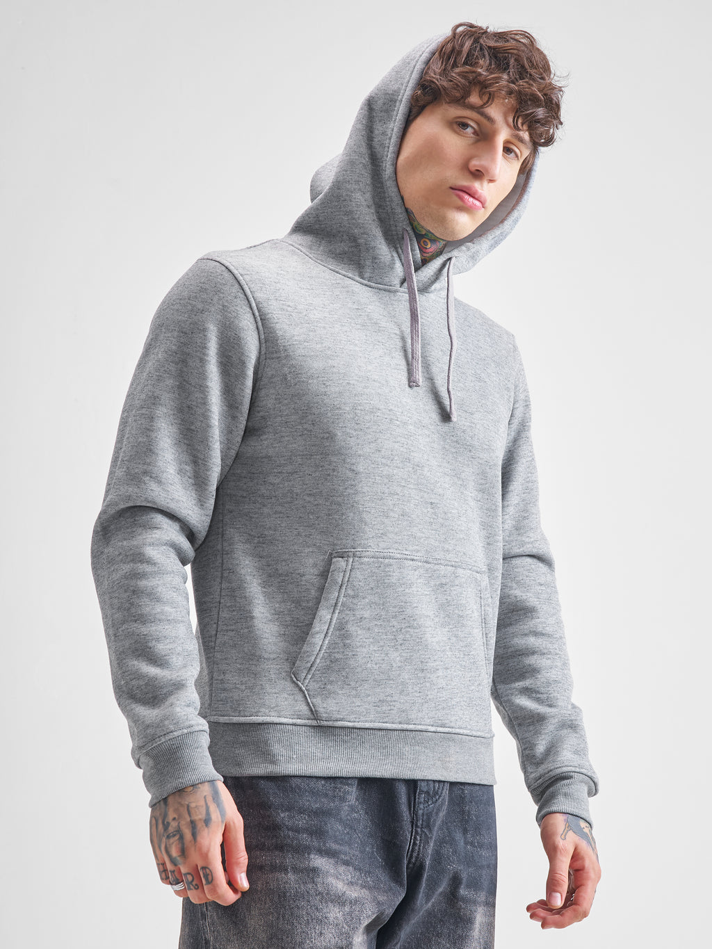 Highlander Men Grey Hooded Pullover Sweatshirt - Grey - Image 6