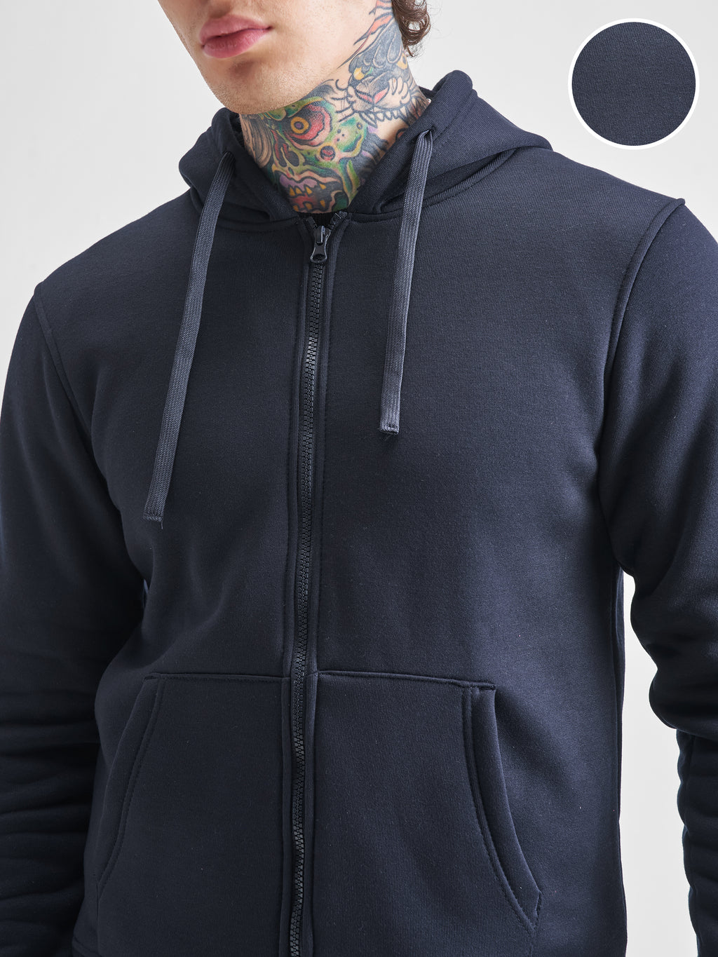 Highlander Men Navy Blue Hooded Front-Open Sweatshirt - Navy Blue - Image 5