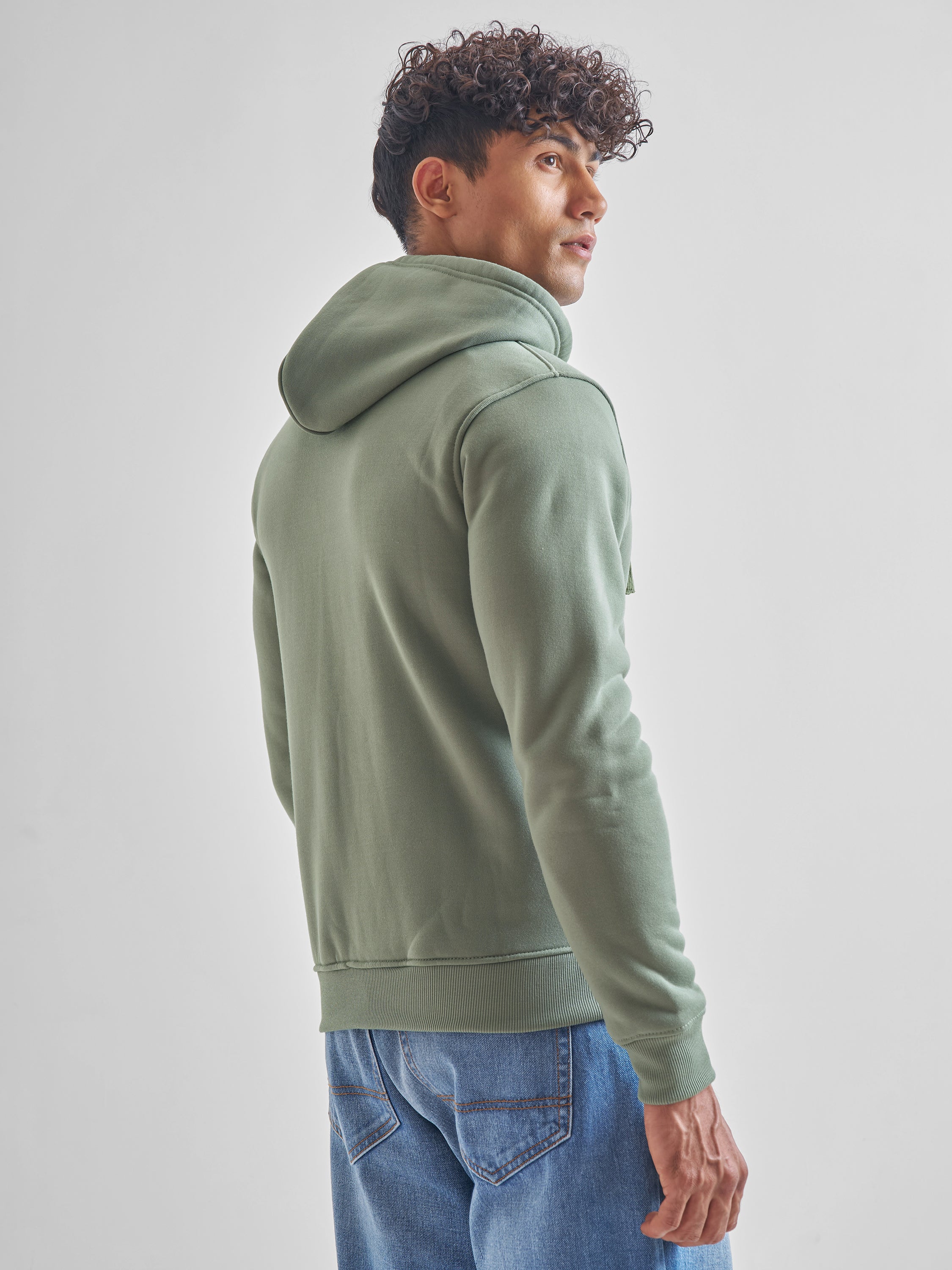Highlander Men Green Hooded Front-Open Sweatshirt - Green - Image 3