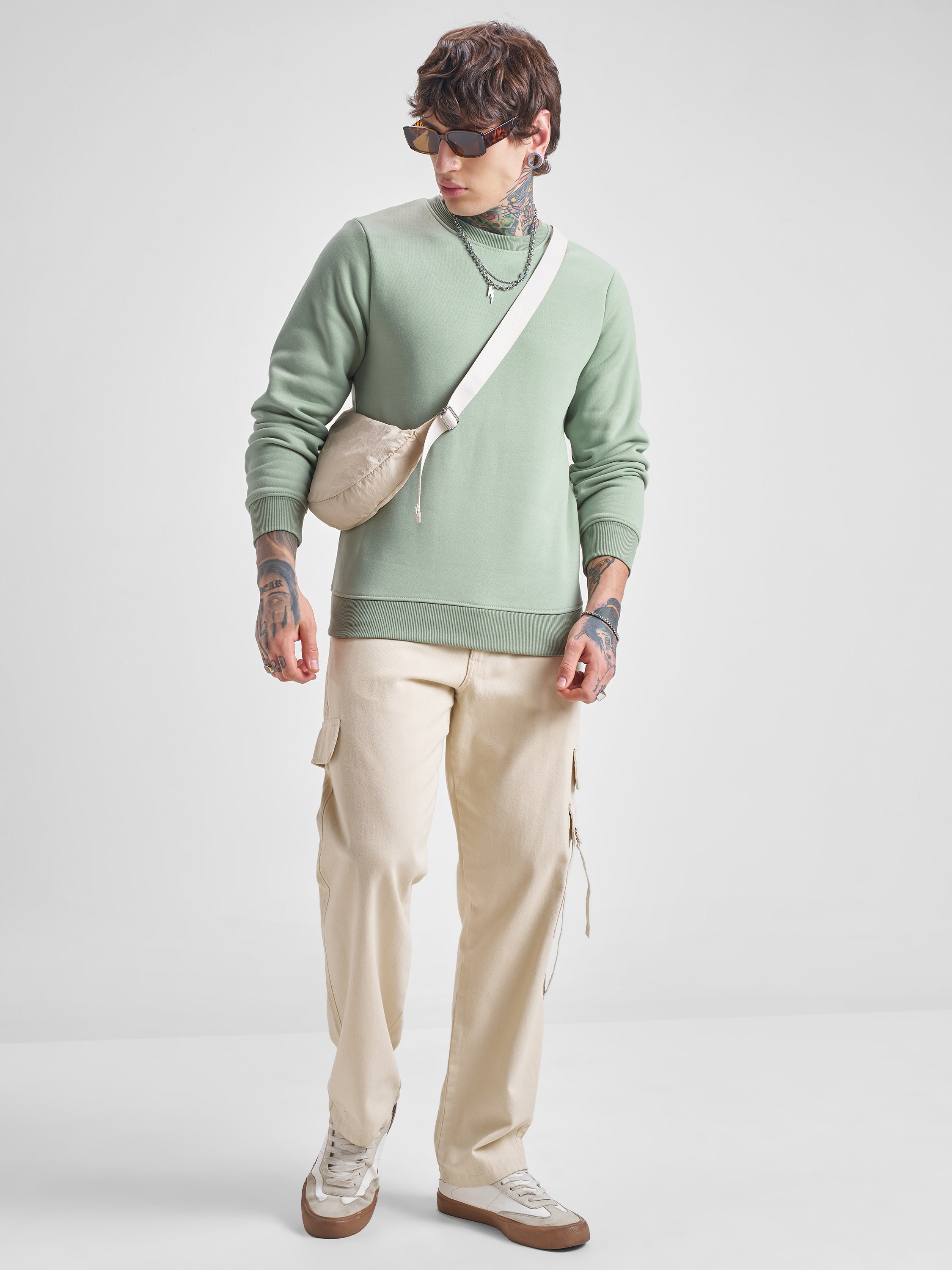 Highlander Men Green Round Neck Pullover Sweatshirt - Green - Image 2