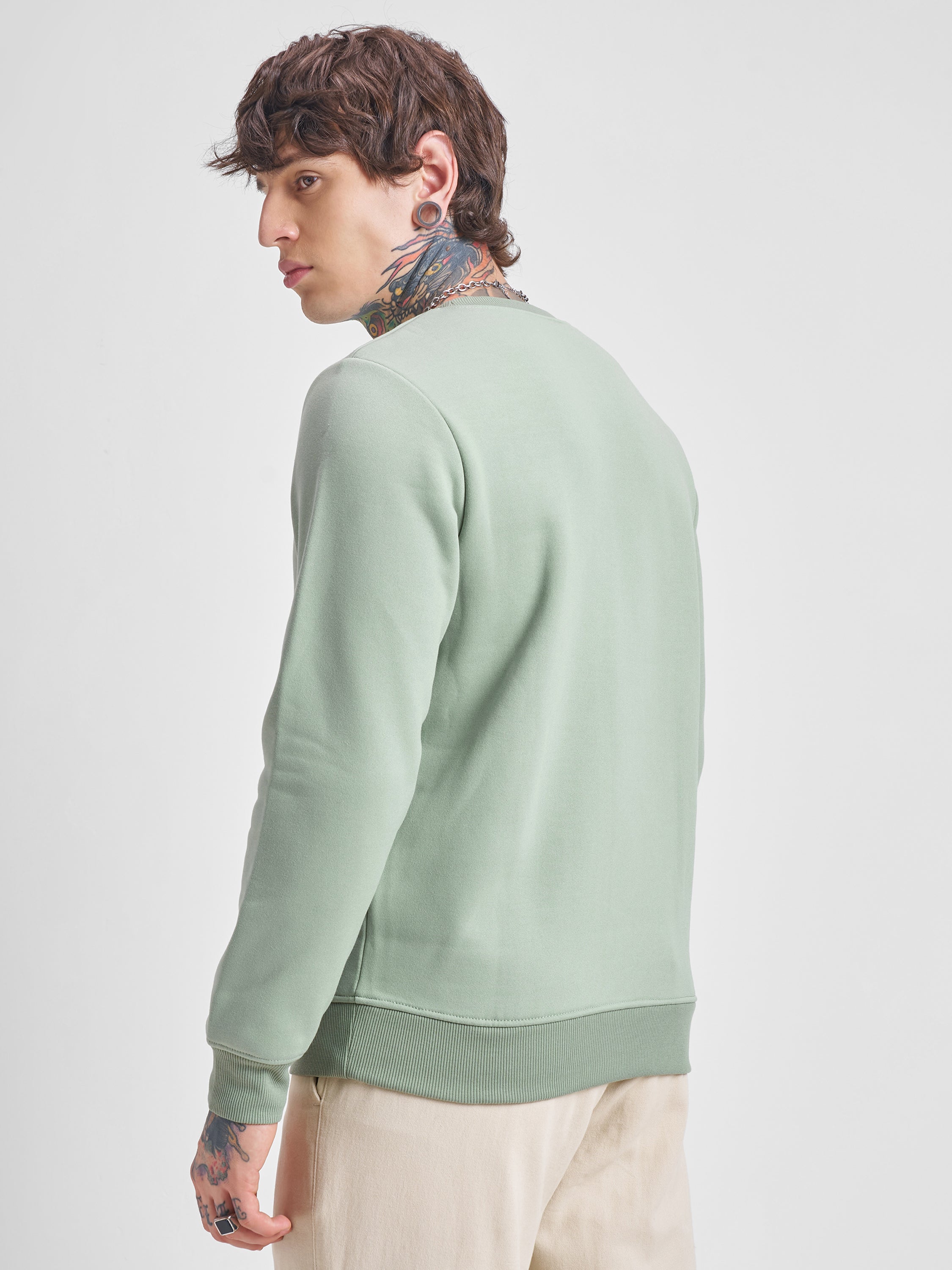 Highlander Men Green Round Neck Pullover Sweatshirt - Green - Image 3