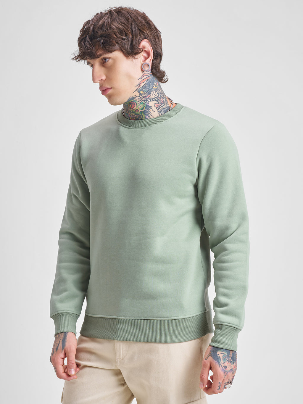Highlander Men Green Round Neck Pullover Sweatshirt - Green - Image 4