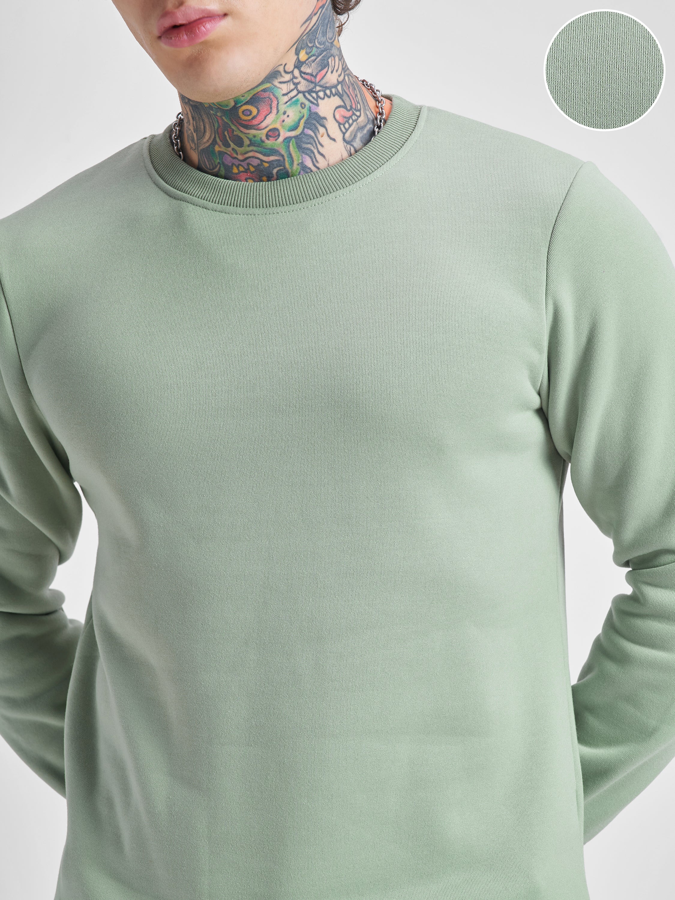 Highlander Men Green Round Neck Pullover Sweatshirt - Green - Image 5
