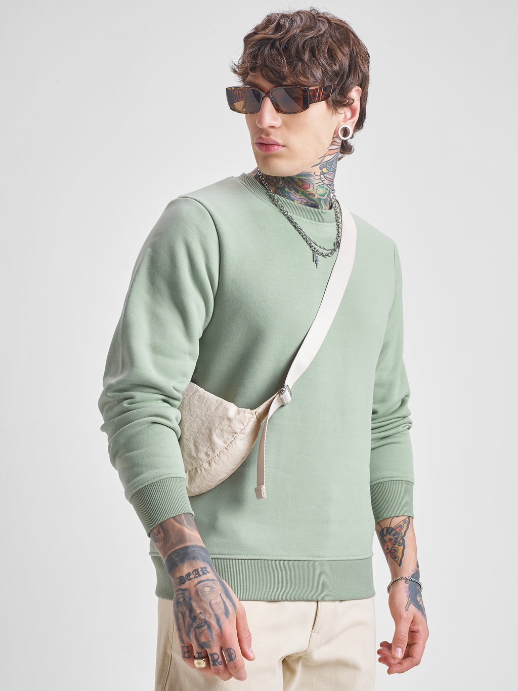 Highlander Men Green Round Neck Pullover Sweatshirt - Green - Image 6