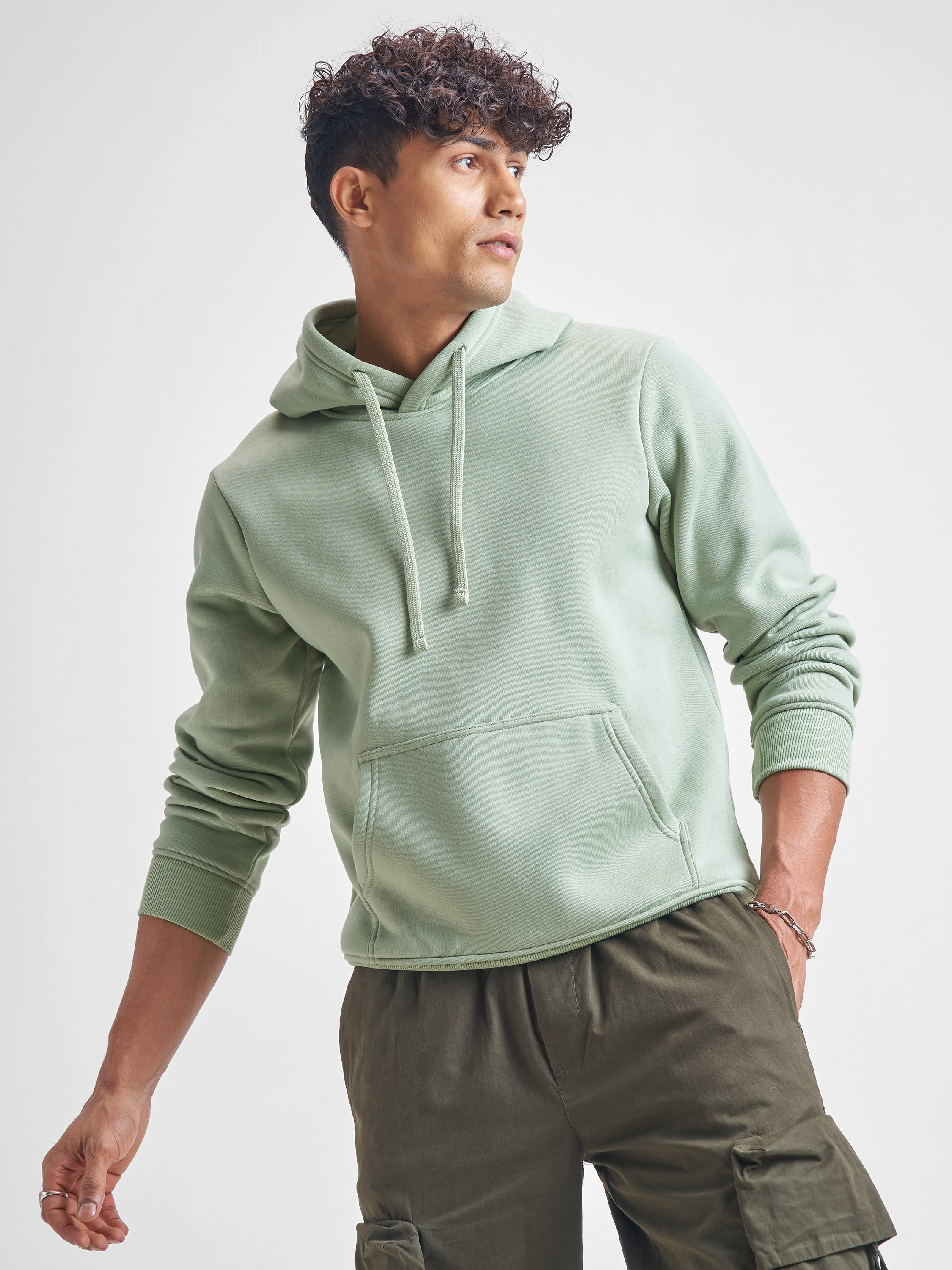 Highlander Men Green Hooded Pullover Sweatshirt - Green - Image 1