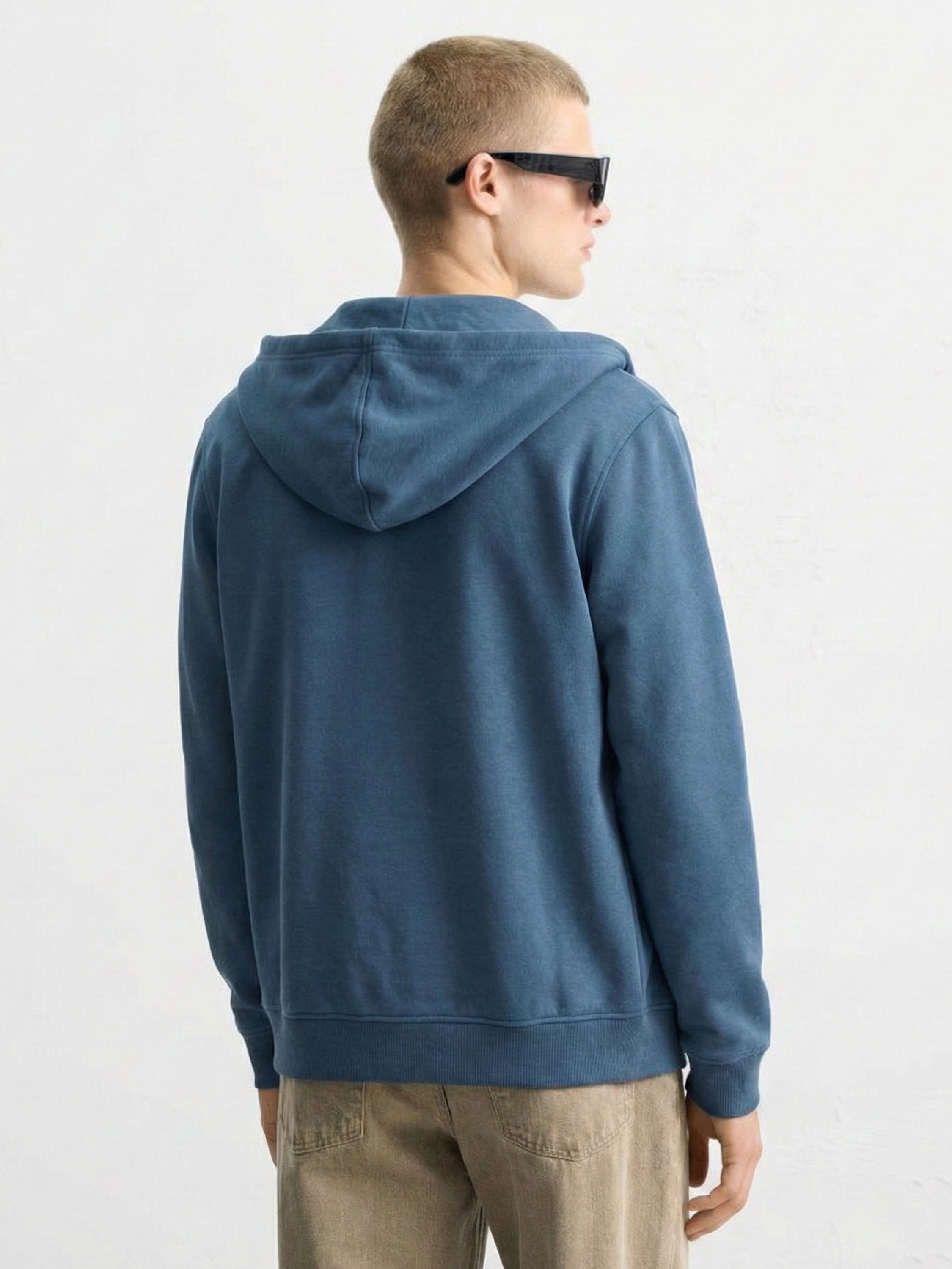 Highlander Men Blue Hooded Front-Open Sweatshirt - Blue - Image 2