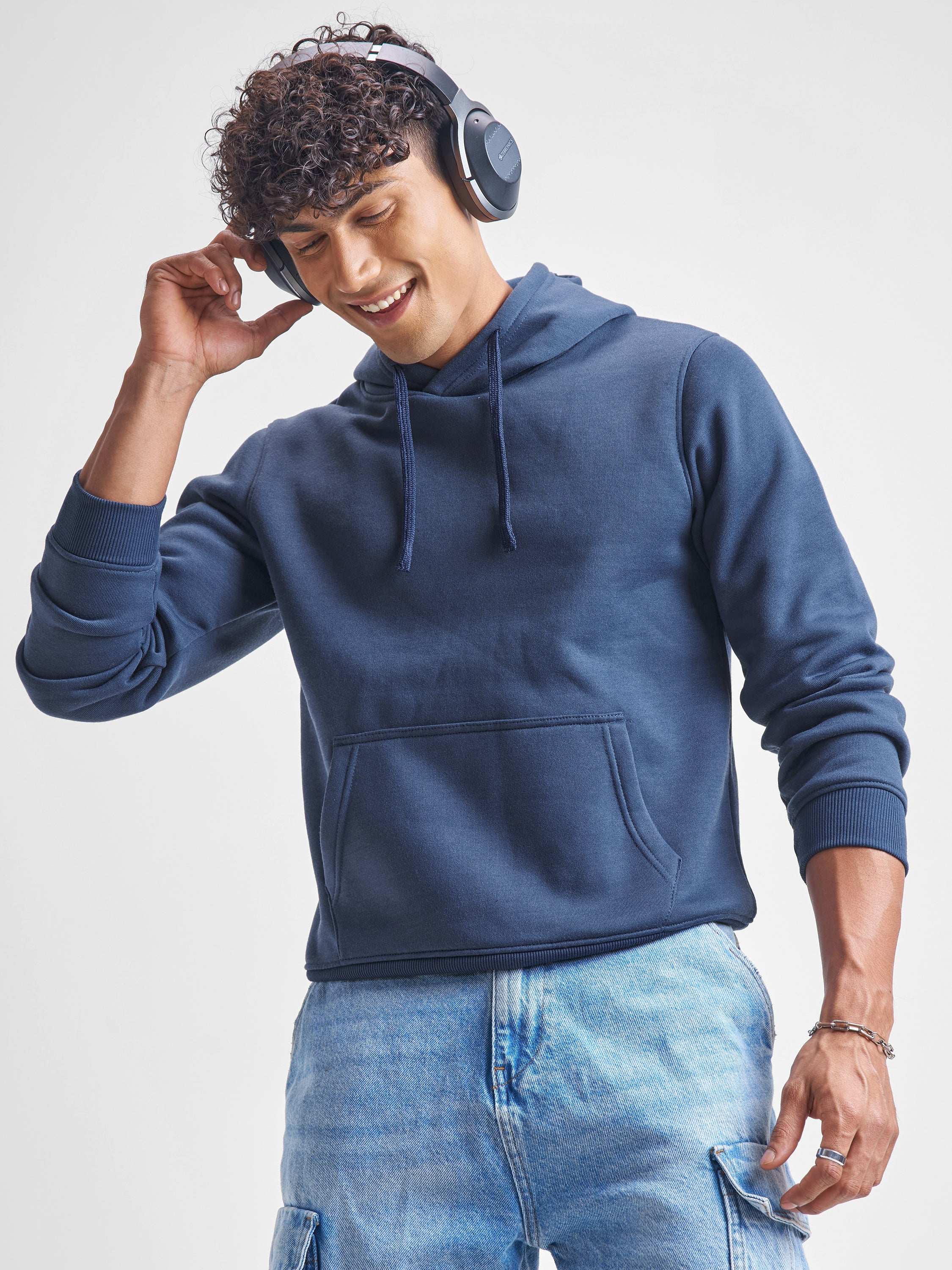 Highlander Men Blue Hooded Pullover Sweatshirt - Blue - Image 4