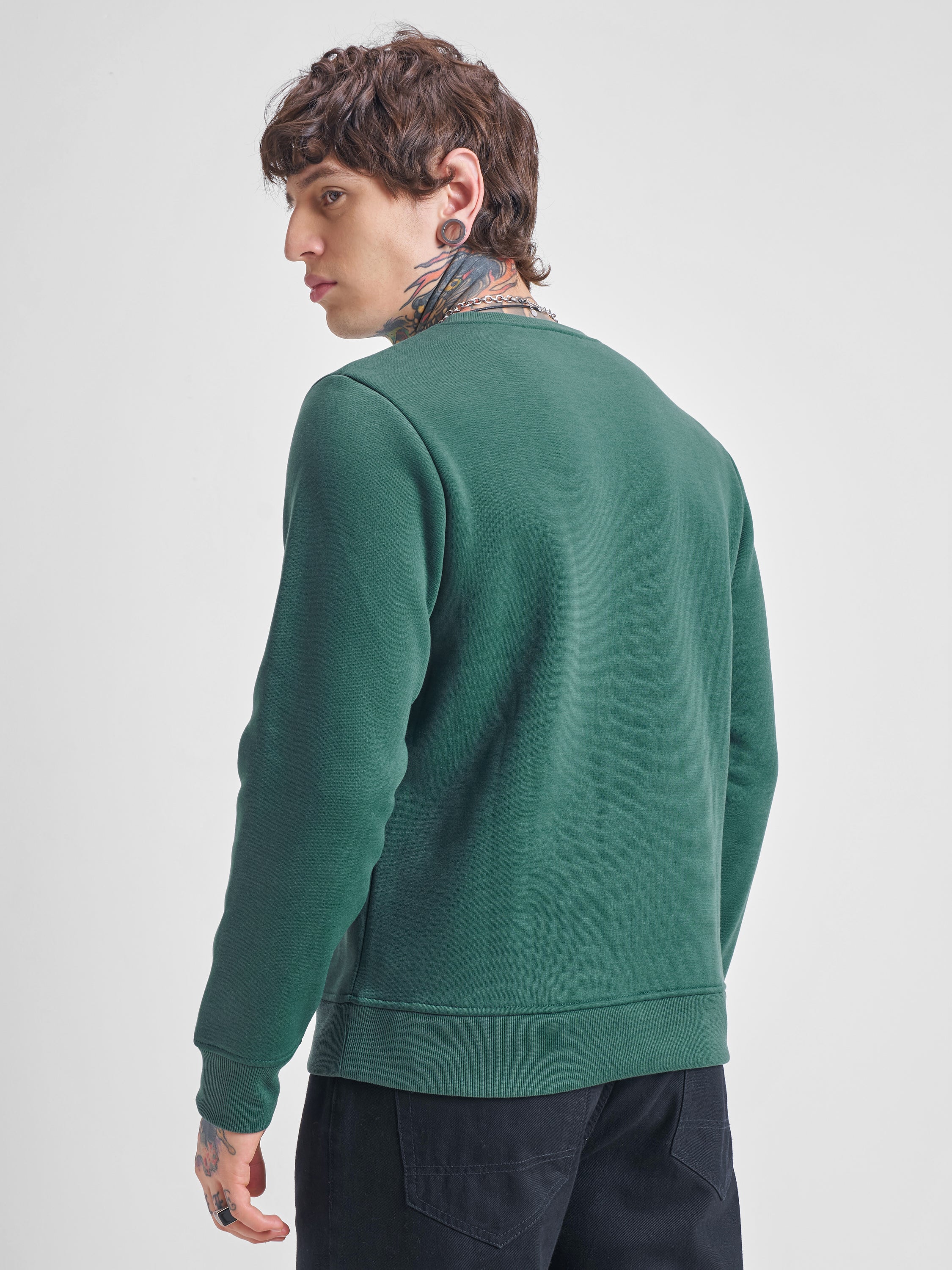 Highlander Men Green Round Neck Pullover Sweatshirt - Green - Image 3