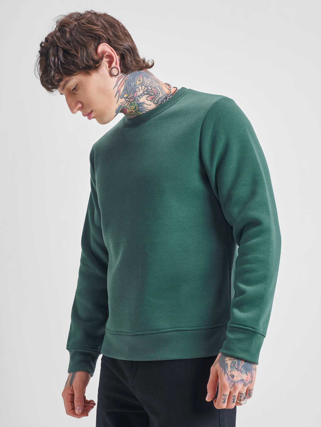 Highlander Men Green Round Neck Pullover Sweatshirt - Green - Image 4
