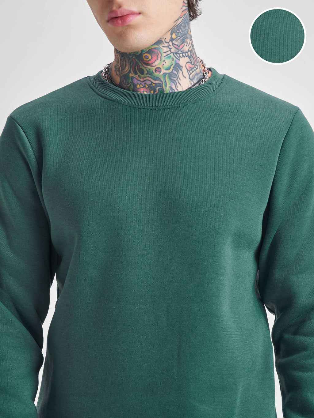 Highlander Men Green Round Neck Pullover Sweatshirt - Green - Image 5