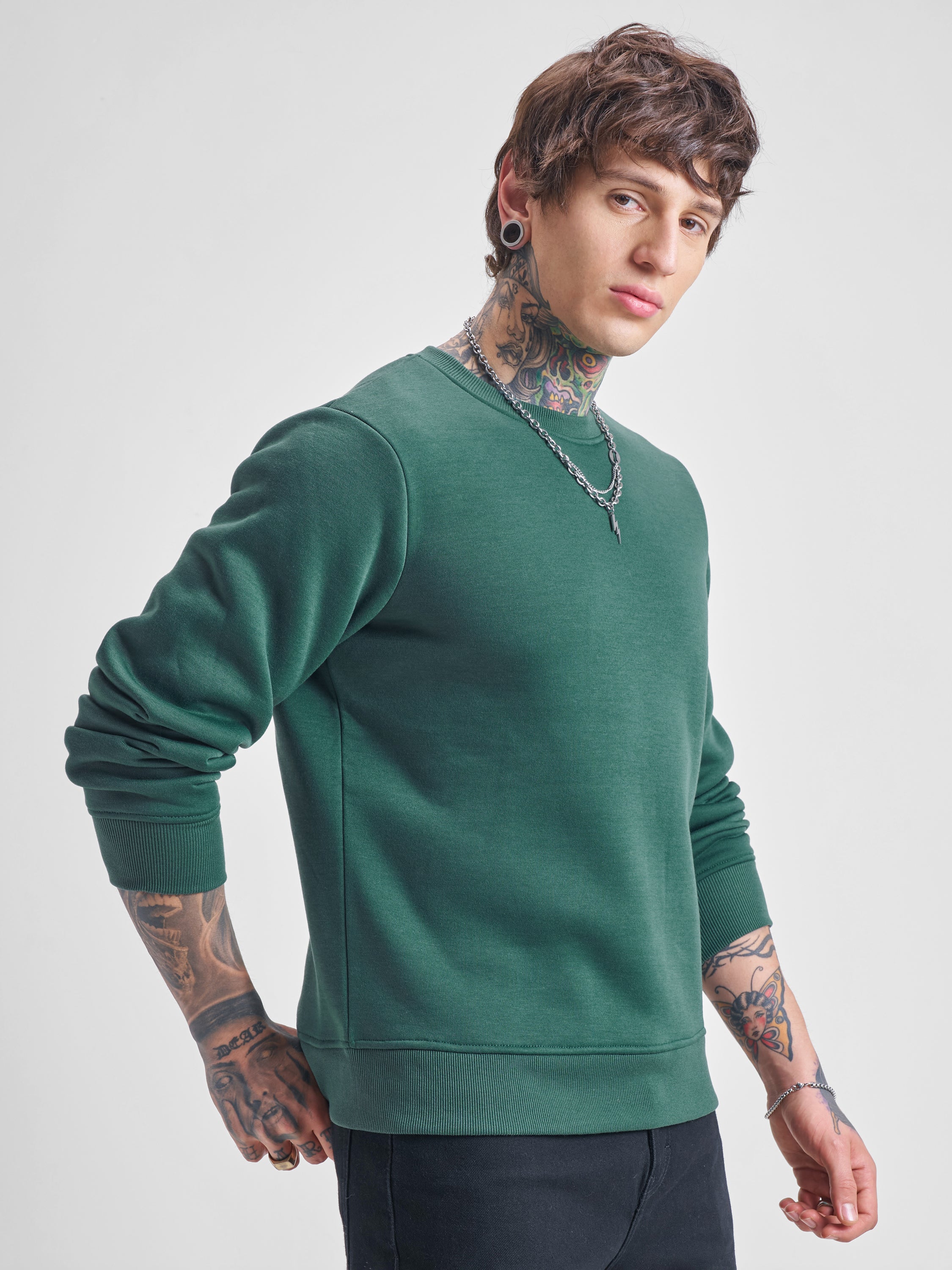 Highlander Men Green Round Neck Pullover Sweatshirt - Green - Image 6