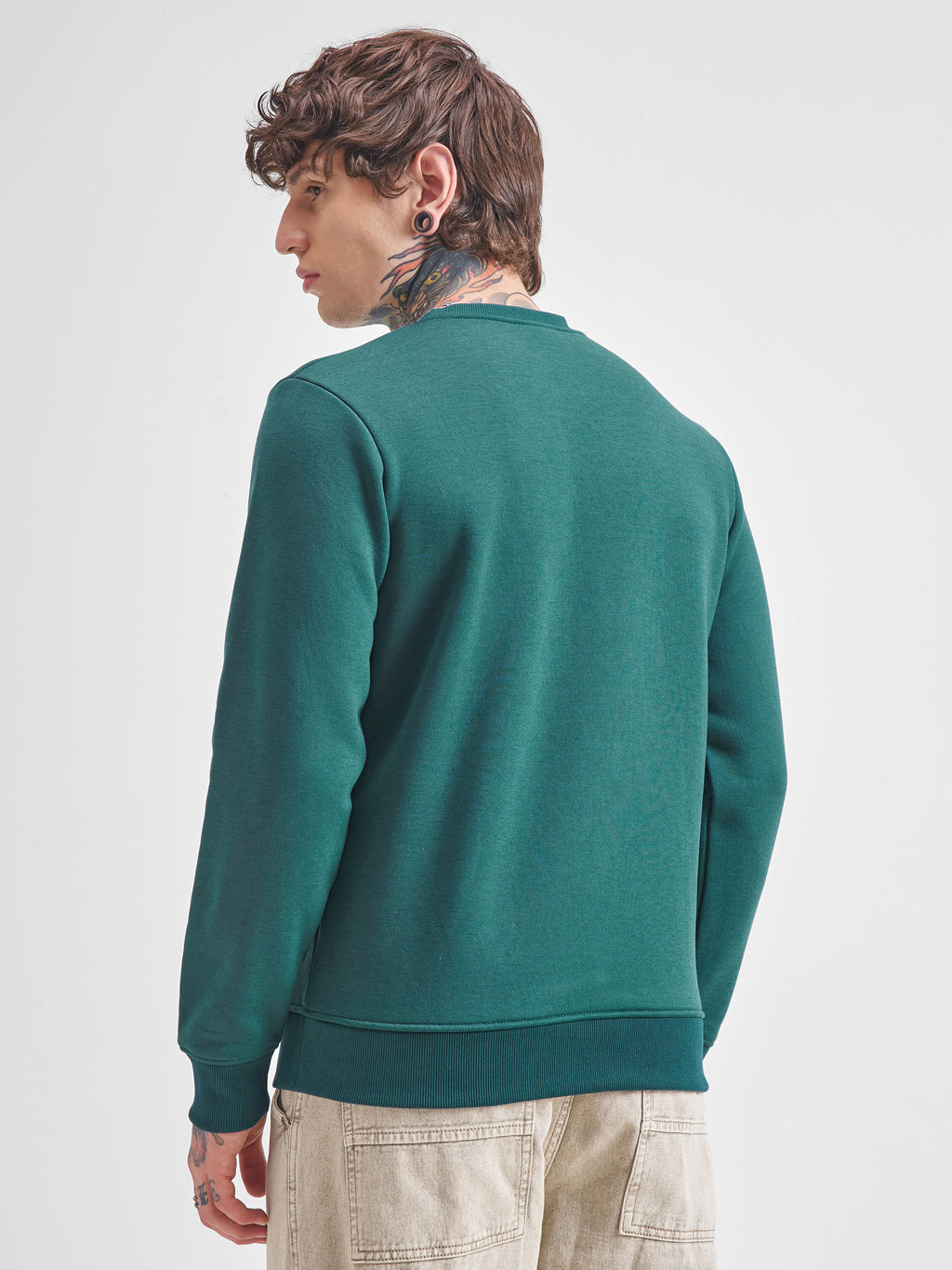 Highlander Men Green Round Neck Pullover Sweatshirt - Green - Image 3