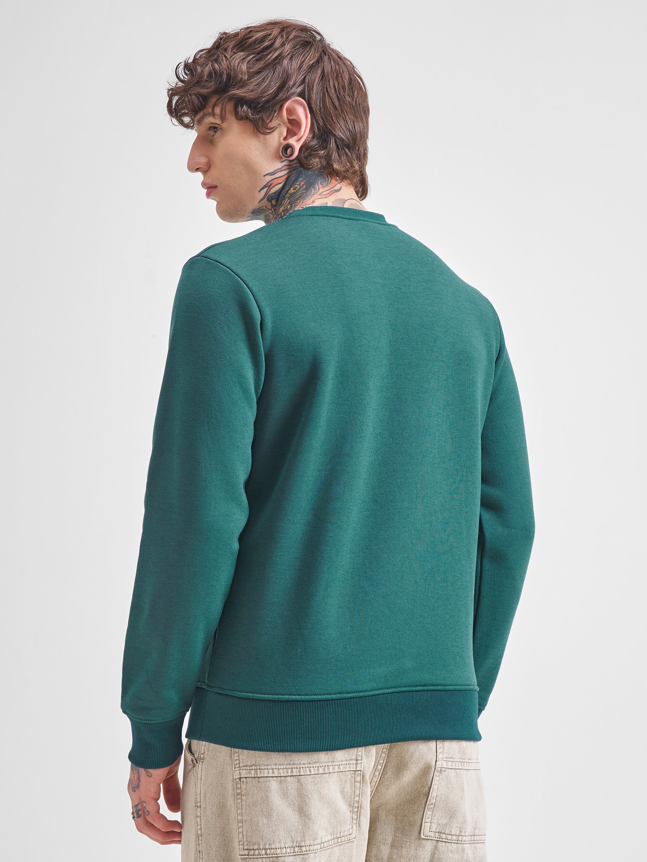 Highlander Men Green Round Neck Pullover Sweatshirt - Green - Image 3