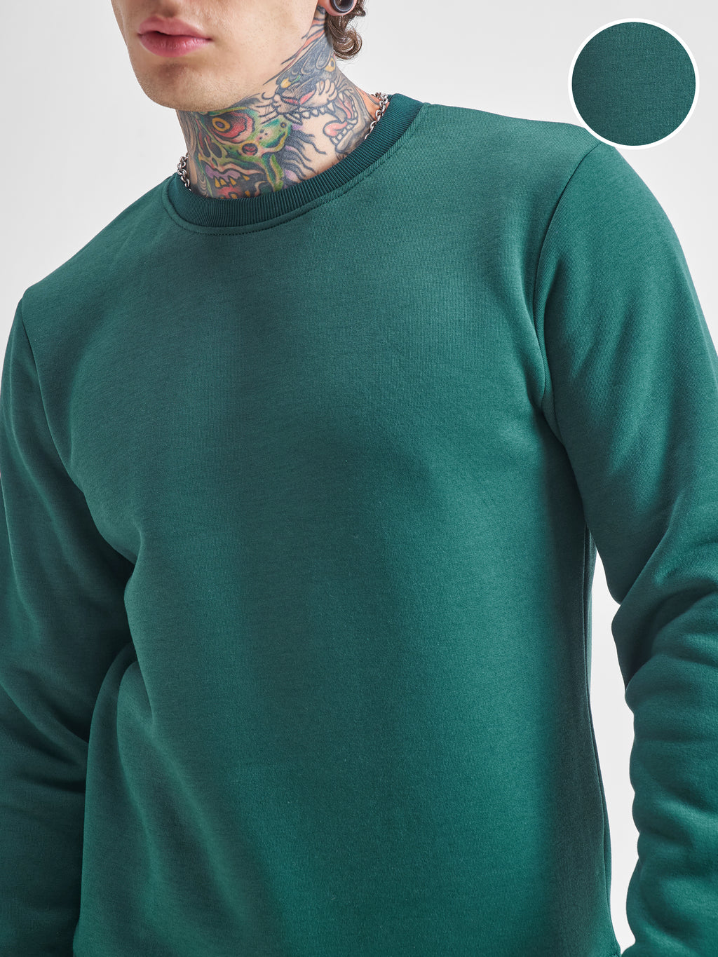 Highlander Men Green Round Neck Pullover Sweatshirt - Green - Image 5