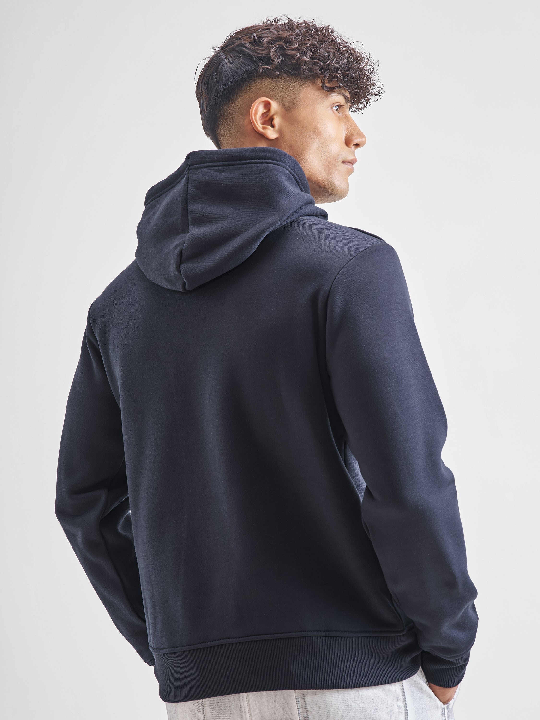 Highlander Men Navy Blue Hooded Pullover Sweatshirt - Navy Blue - Image 3