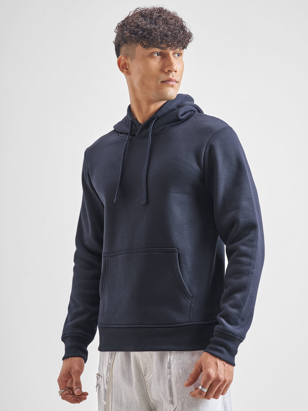 Highlander Men Navy Blue Hooded Pullover Sweatshirt - Navy Blue - Image 4