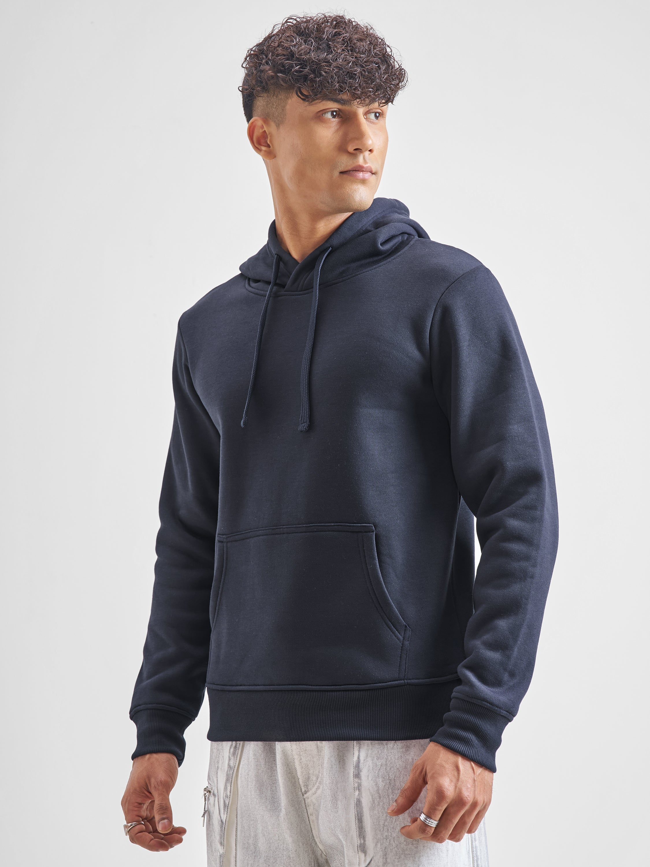 Highlander Men Navy Blue Hooded Pullover Sweatshirt - Navy Blue - Image 4