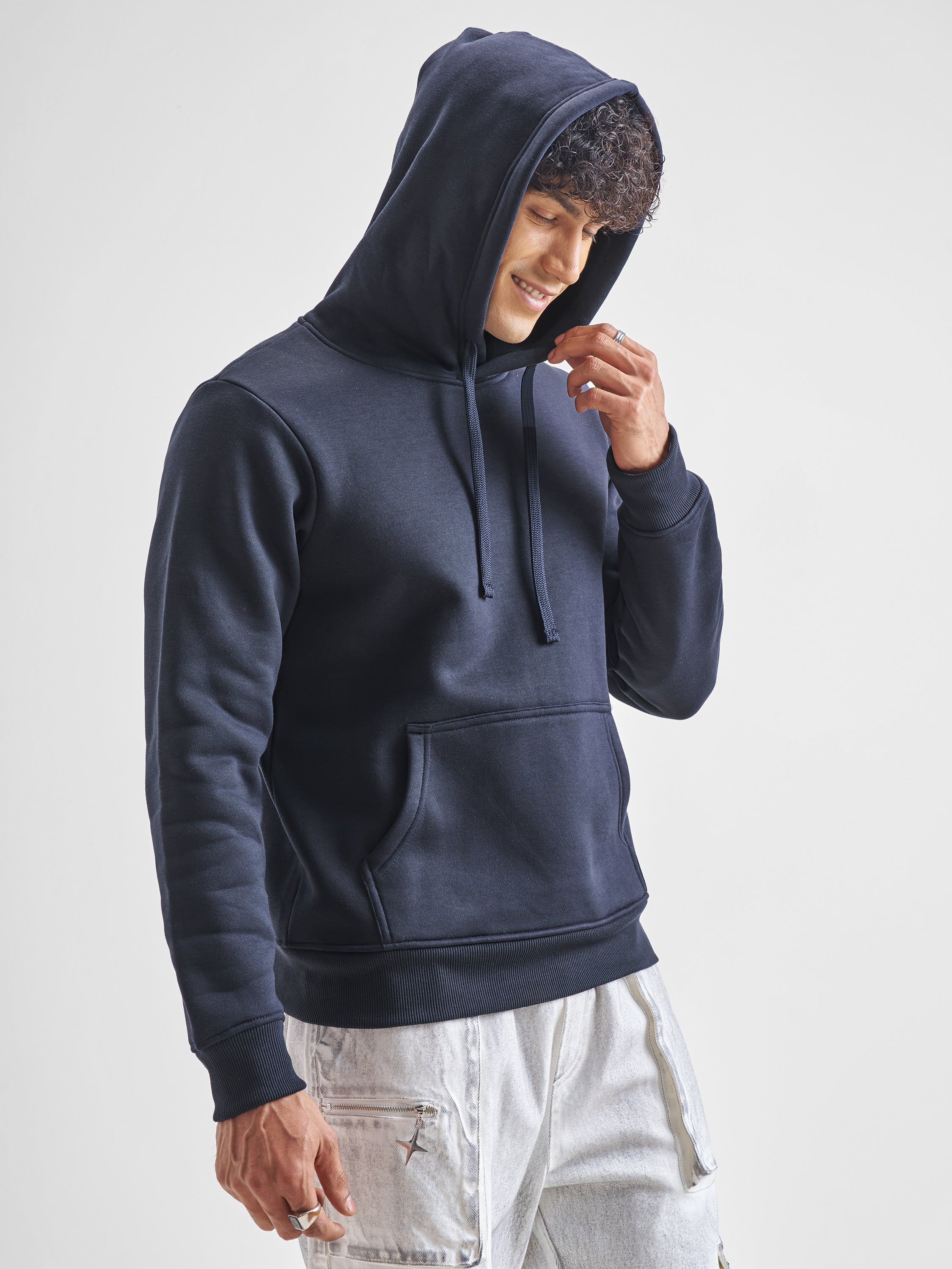 Highlander Men Navy Blue Hooded Pullover Sweatshirt - Navy Blue - Image 6