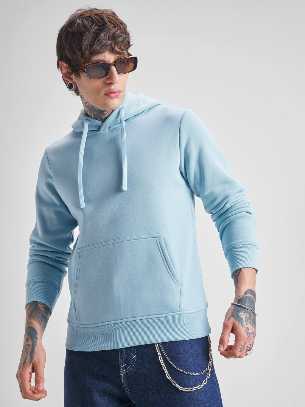Highlander Men Blue Hooded Pullover Sweatshirt - Blue - Image 1