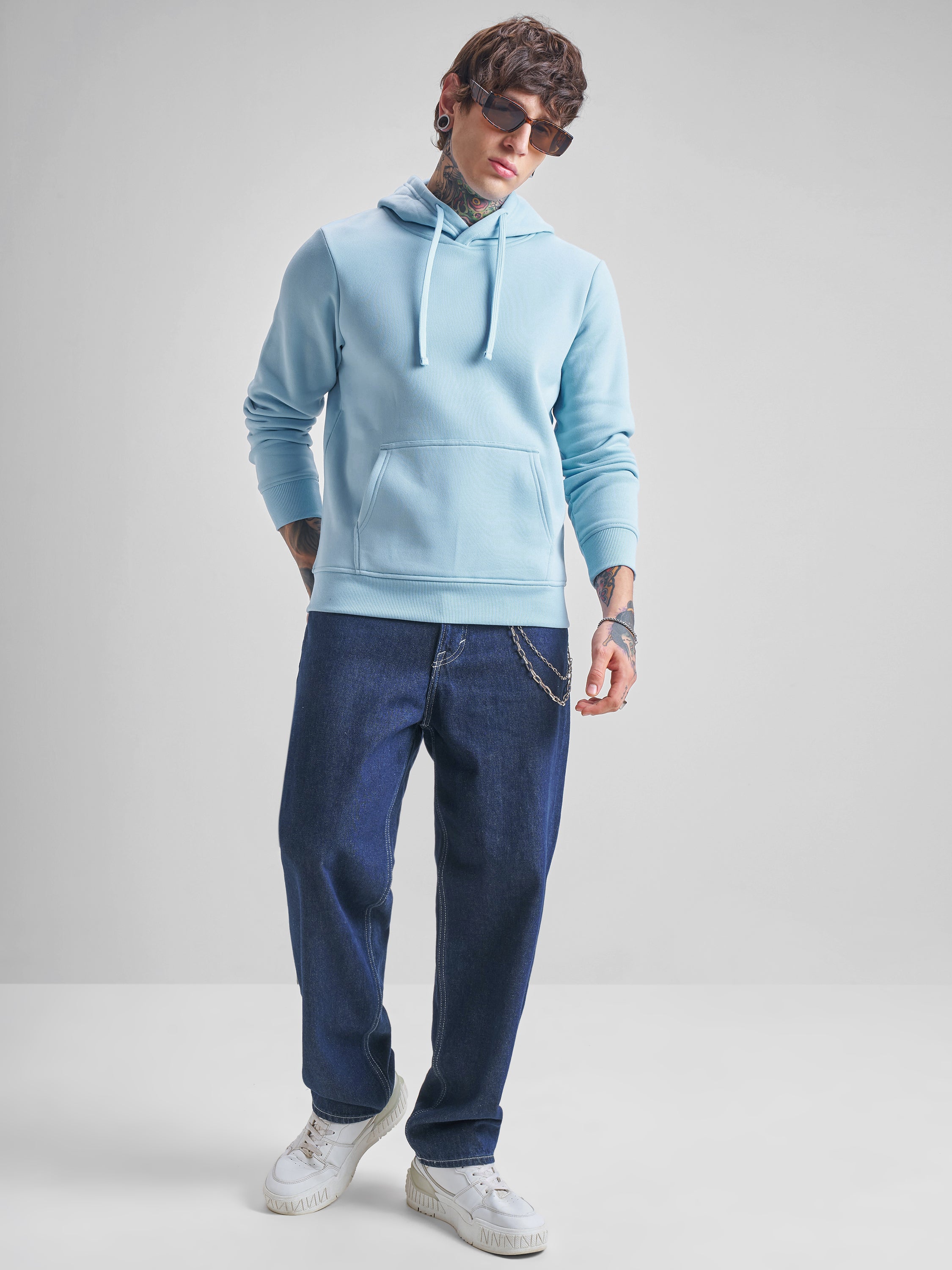 Highlander Men Blue Hooded Pullover Sweatshirt - Blue - Image 2