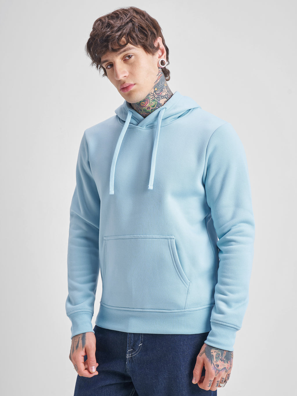 Highlander Men Blue Hooded Pullover Sweatshirt - Blue - Image 4