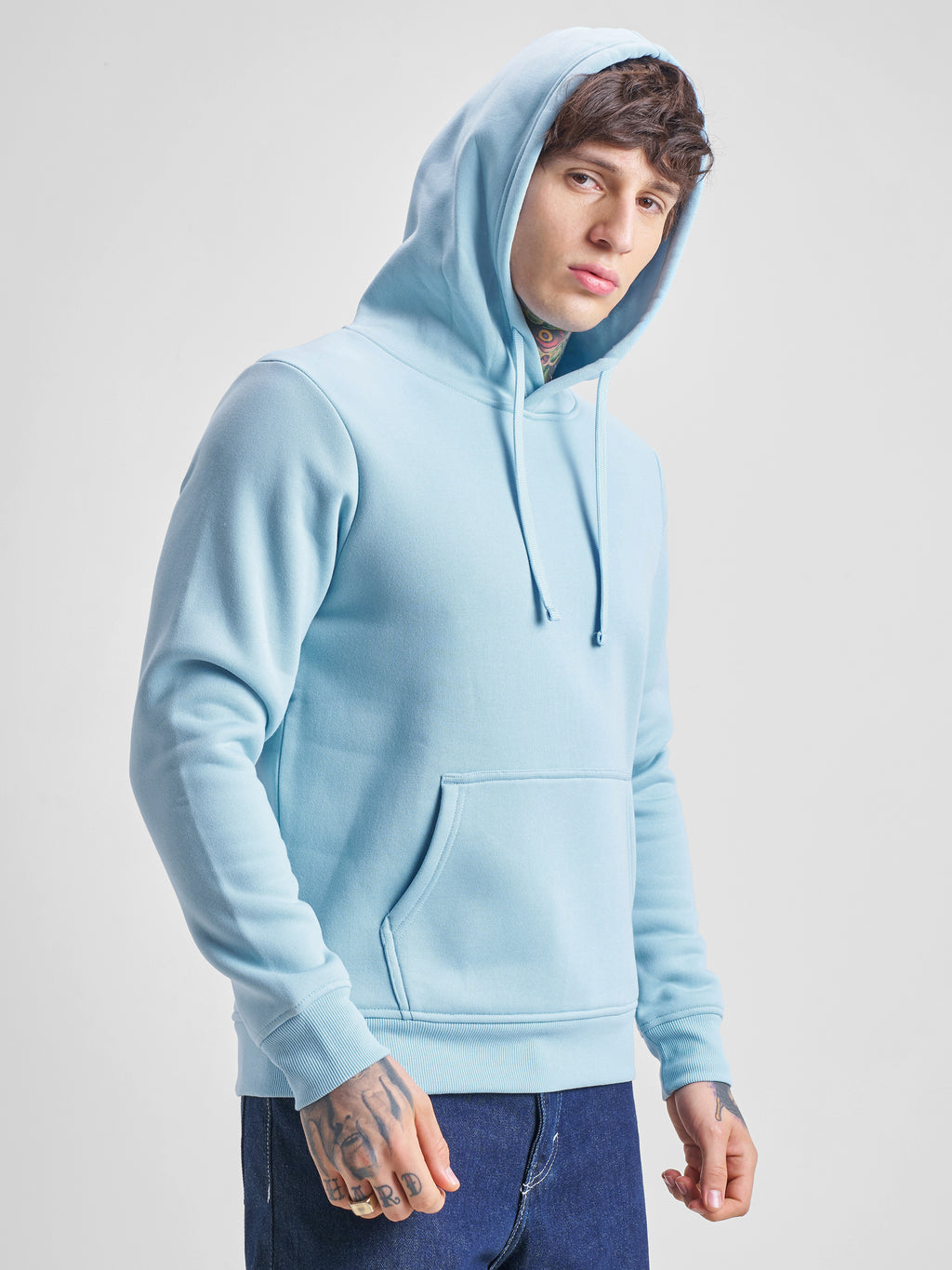 Highlander Men Blue Hooded Pullover Sweatshirt - Blue - Image 6