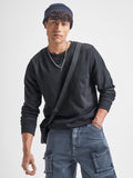 Highlander Men Black Round Neck Pullover Sweatshirt - Black - Image 1