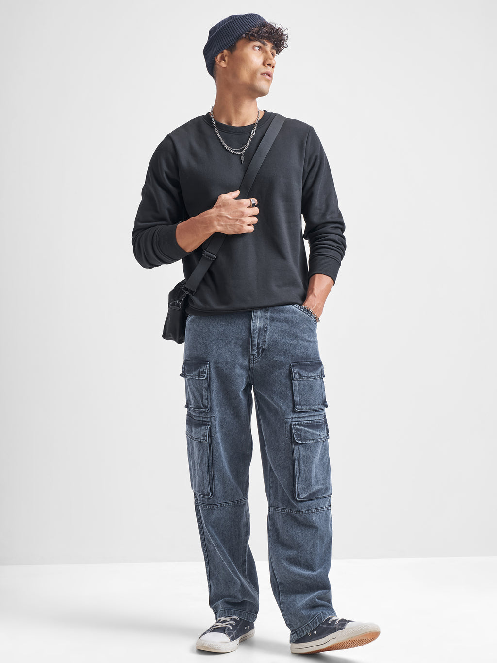Highlander Men Black Round Neck Pullover Sweatshirt - Black - Image 2