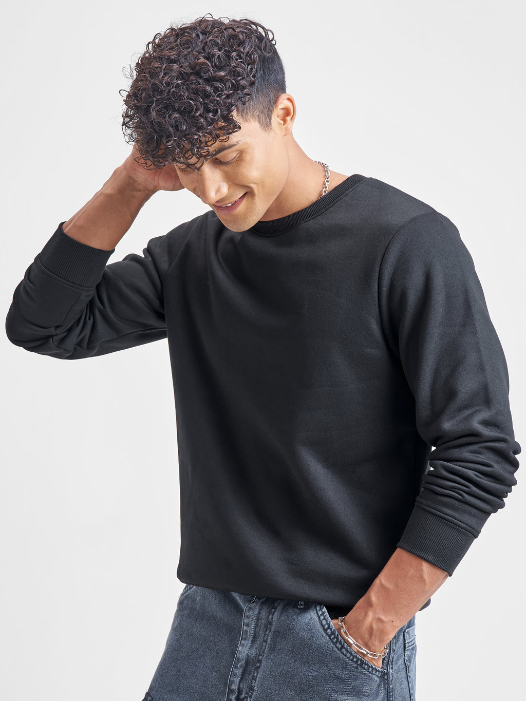 Highlander Men Black Round Neck Pullover Sweatshirt - Black - Image 4