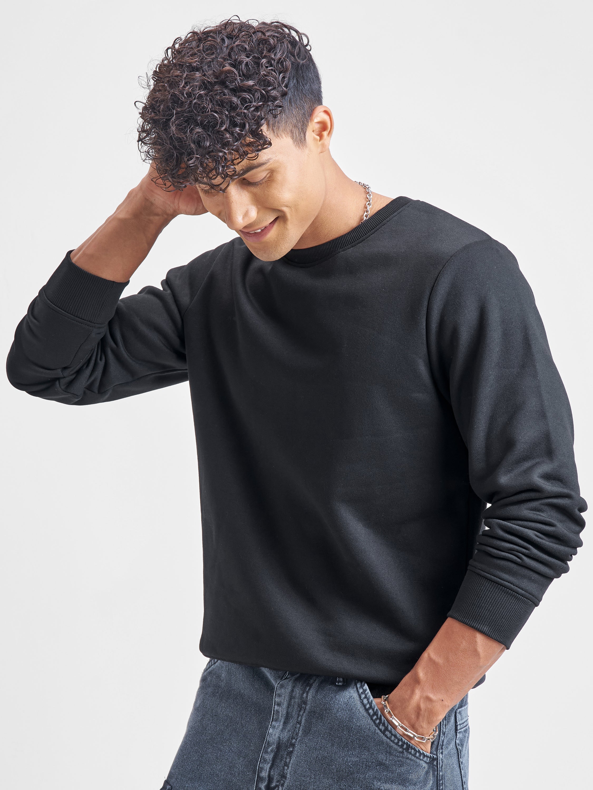 Highlander Men Black Round Neck Pullover Sweatshirt - Black - Image 4