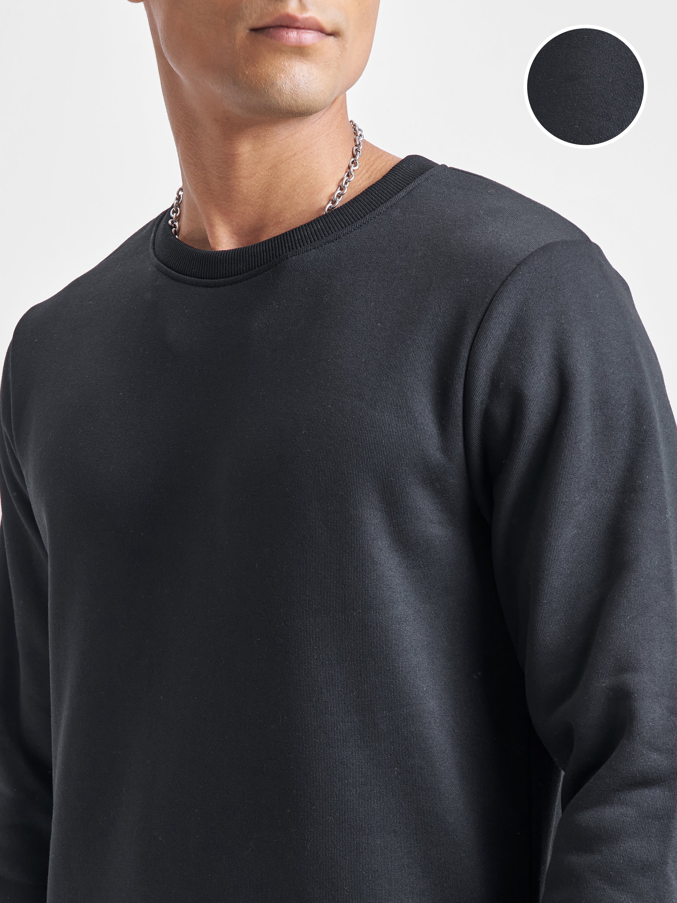 Highlander Men Black Round Neck Pullover Sweatshirt - Black - Image 5