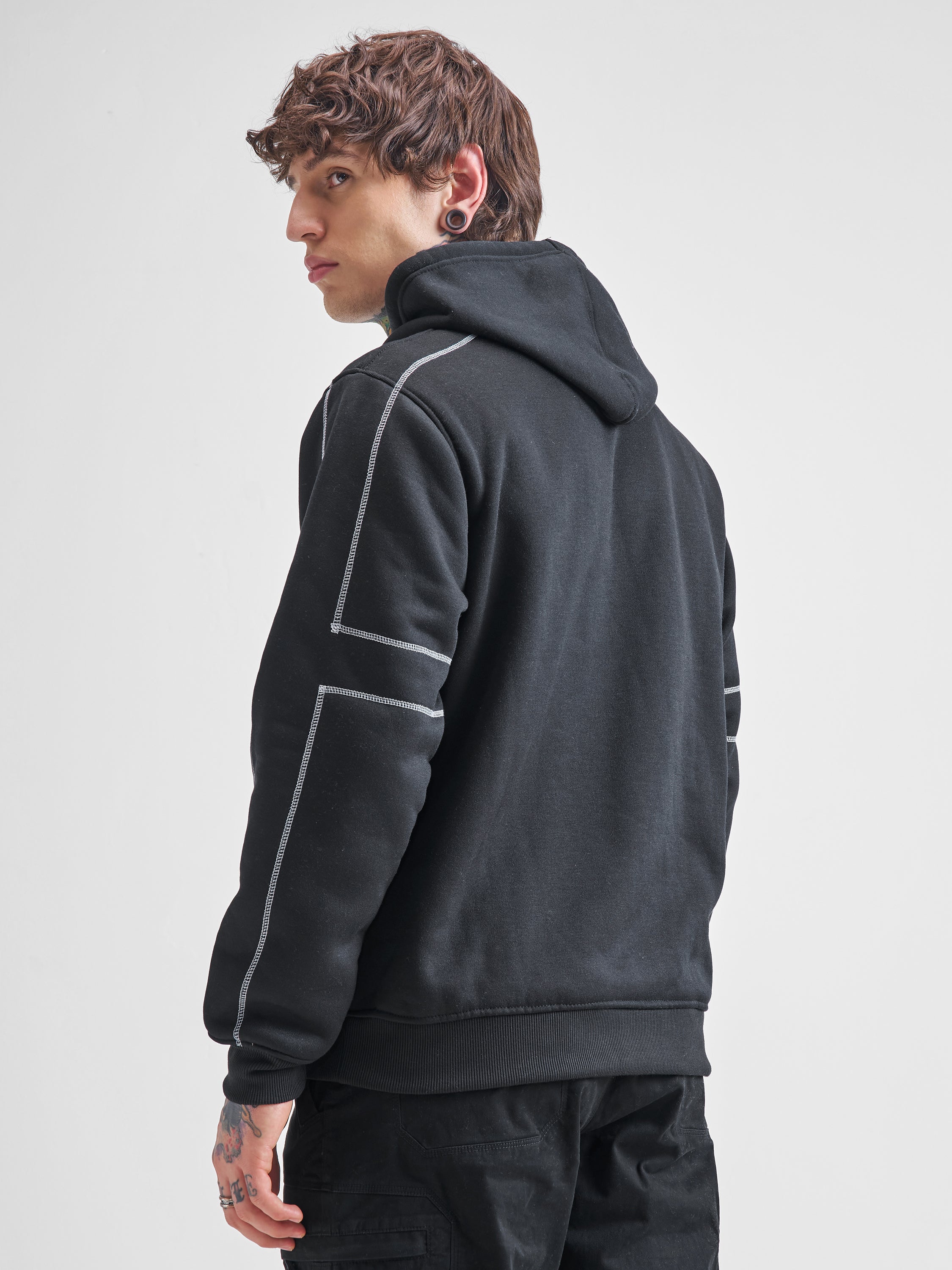 Highlander Men Black Hooded Pullover Sweatshirt - Black - Image 3