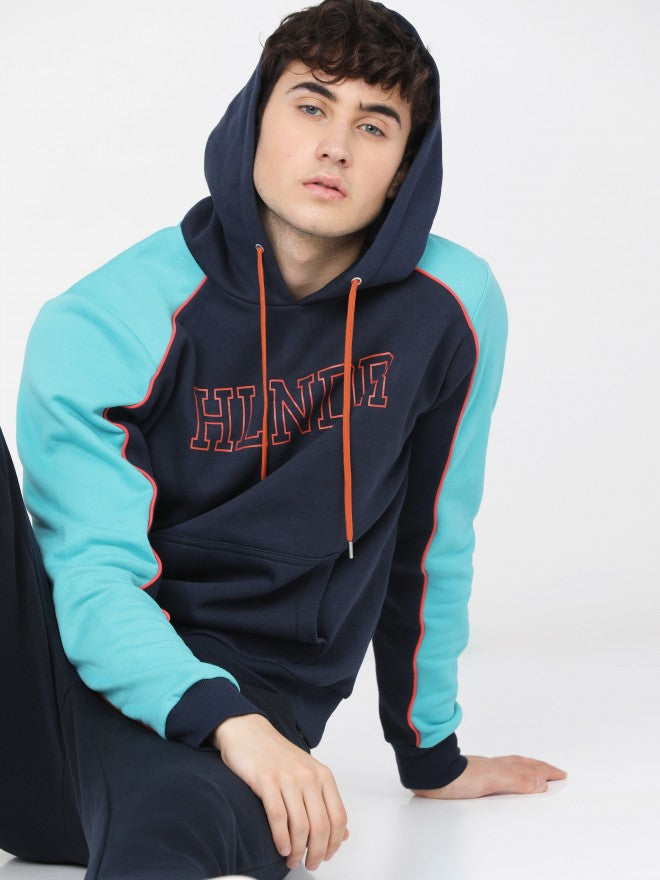 Highlander Men Navy Blue Hooded Pullover Sweatshirt - Navy Blue - Image 1