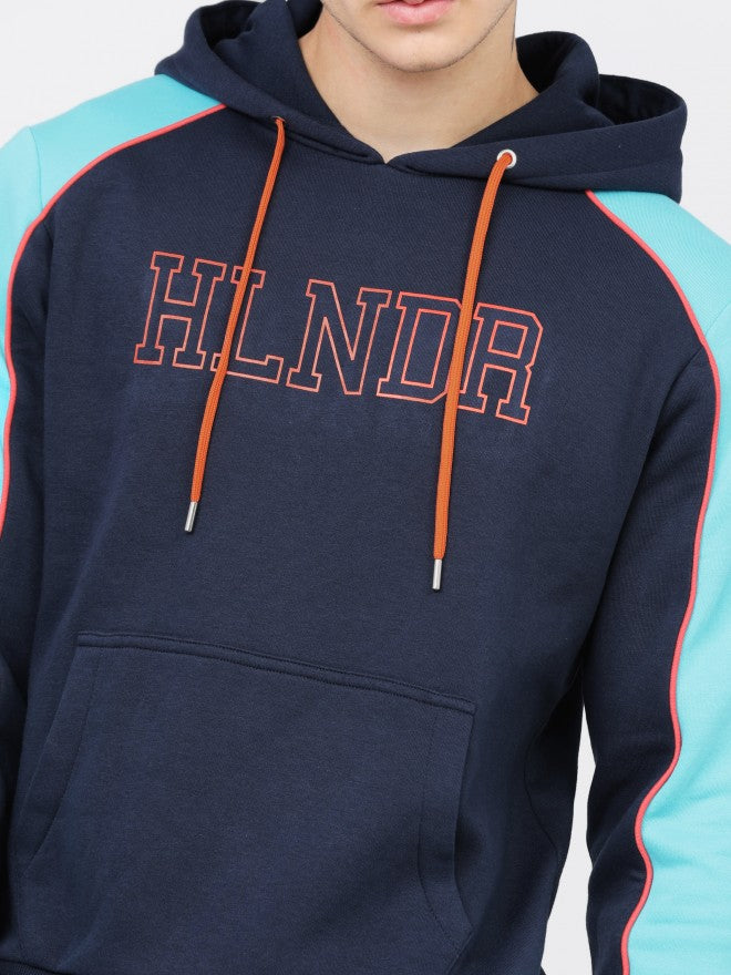 Highlander Men Navy Blue Hooded Pullover Sweatshirt - Navy Blue - Image 4