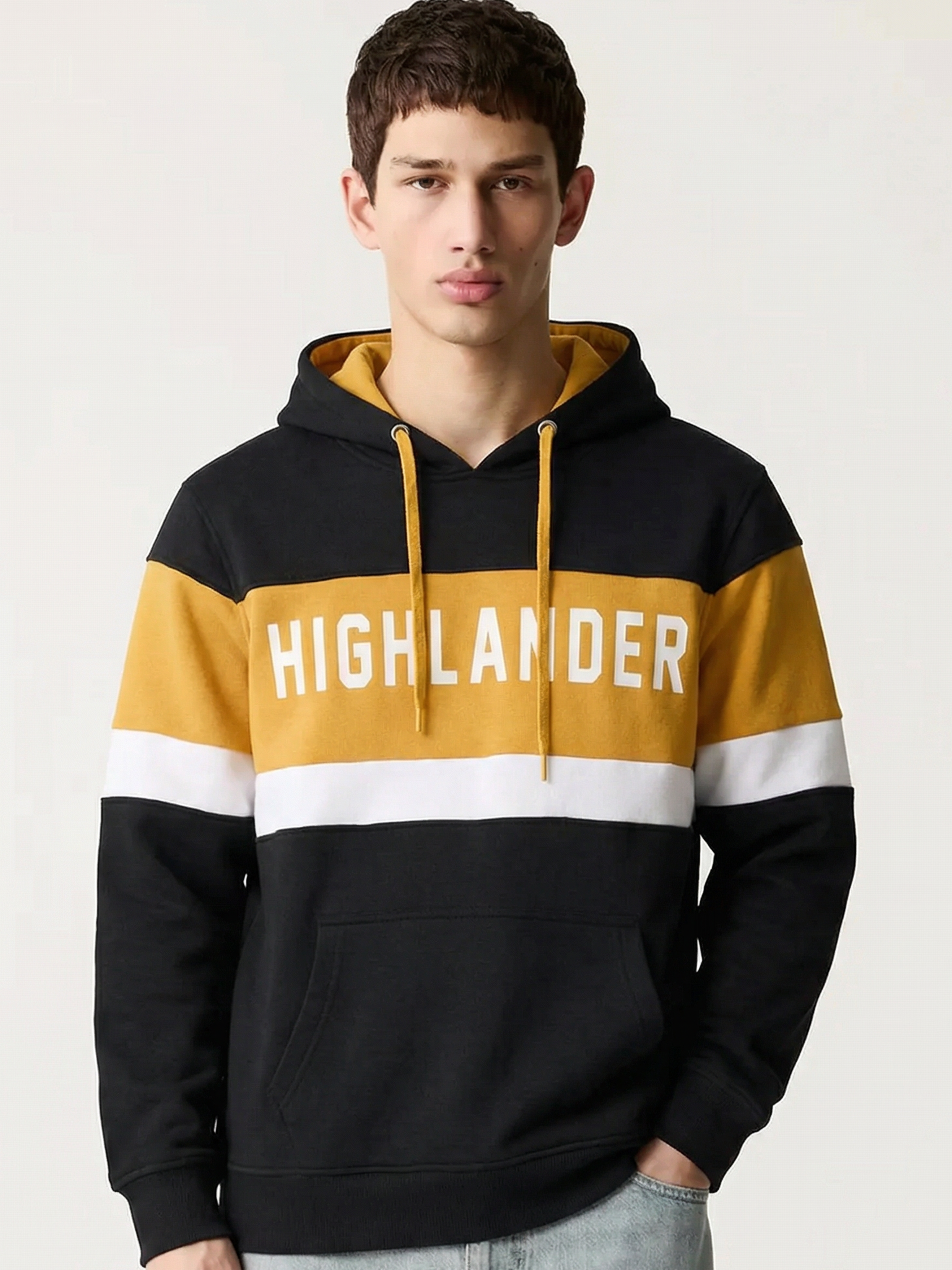 Highlander Men Black Hooded Pullover Sweatshirt - Black - Image 1