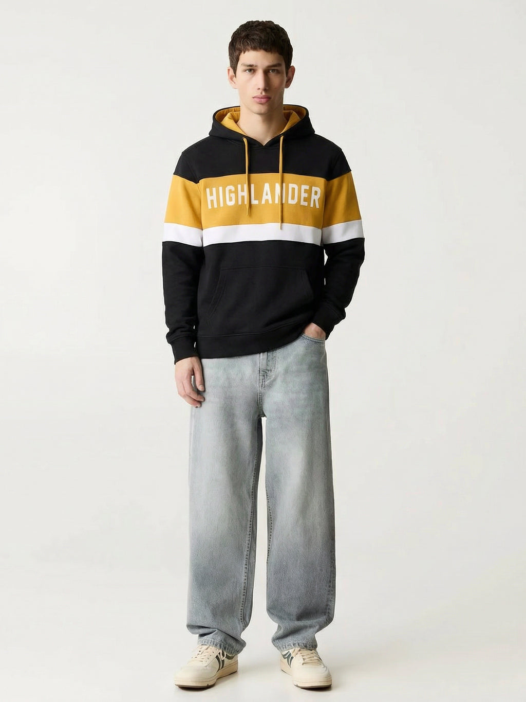 Highlander Men Black Hooded Pullover Sweatshirt - Black - Image 2