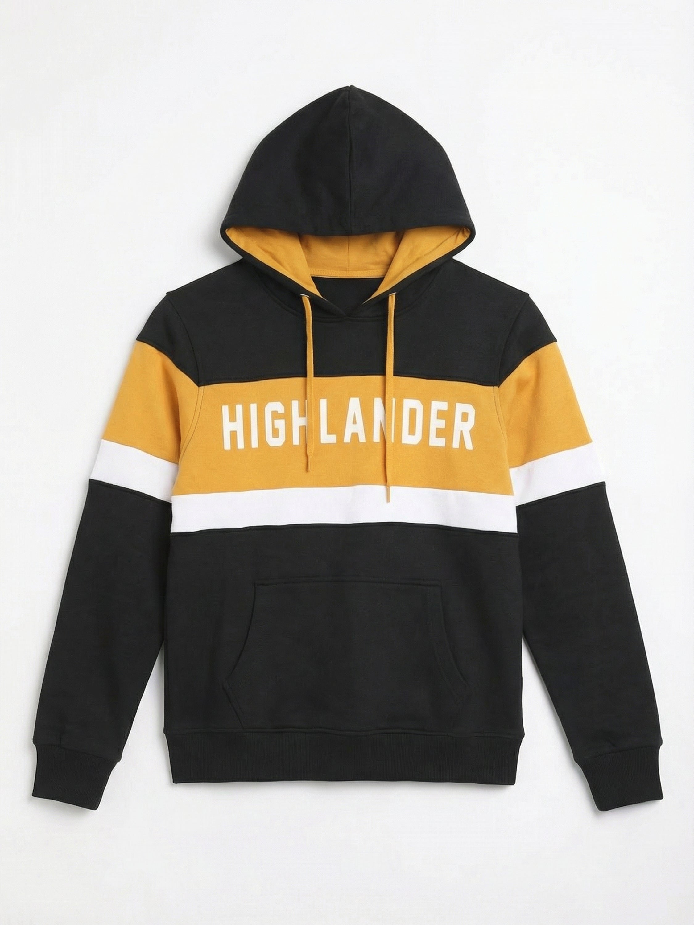 Highlander Men Black Hooded Pullover Sweatshirt - Black - Image 4
