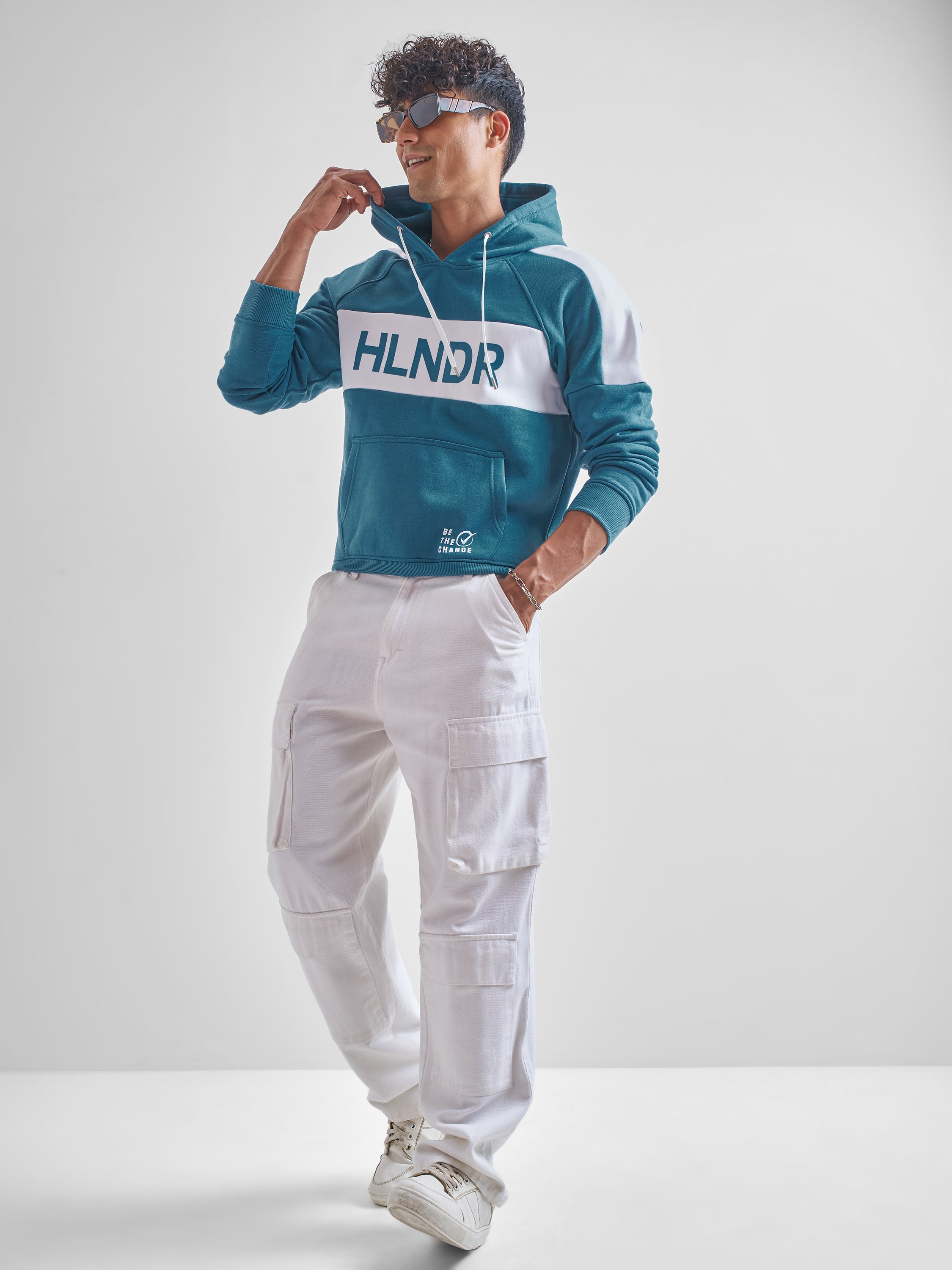Highlander Men Teal Hooded Pullover Sweatshirt - Teal - Image 2