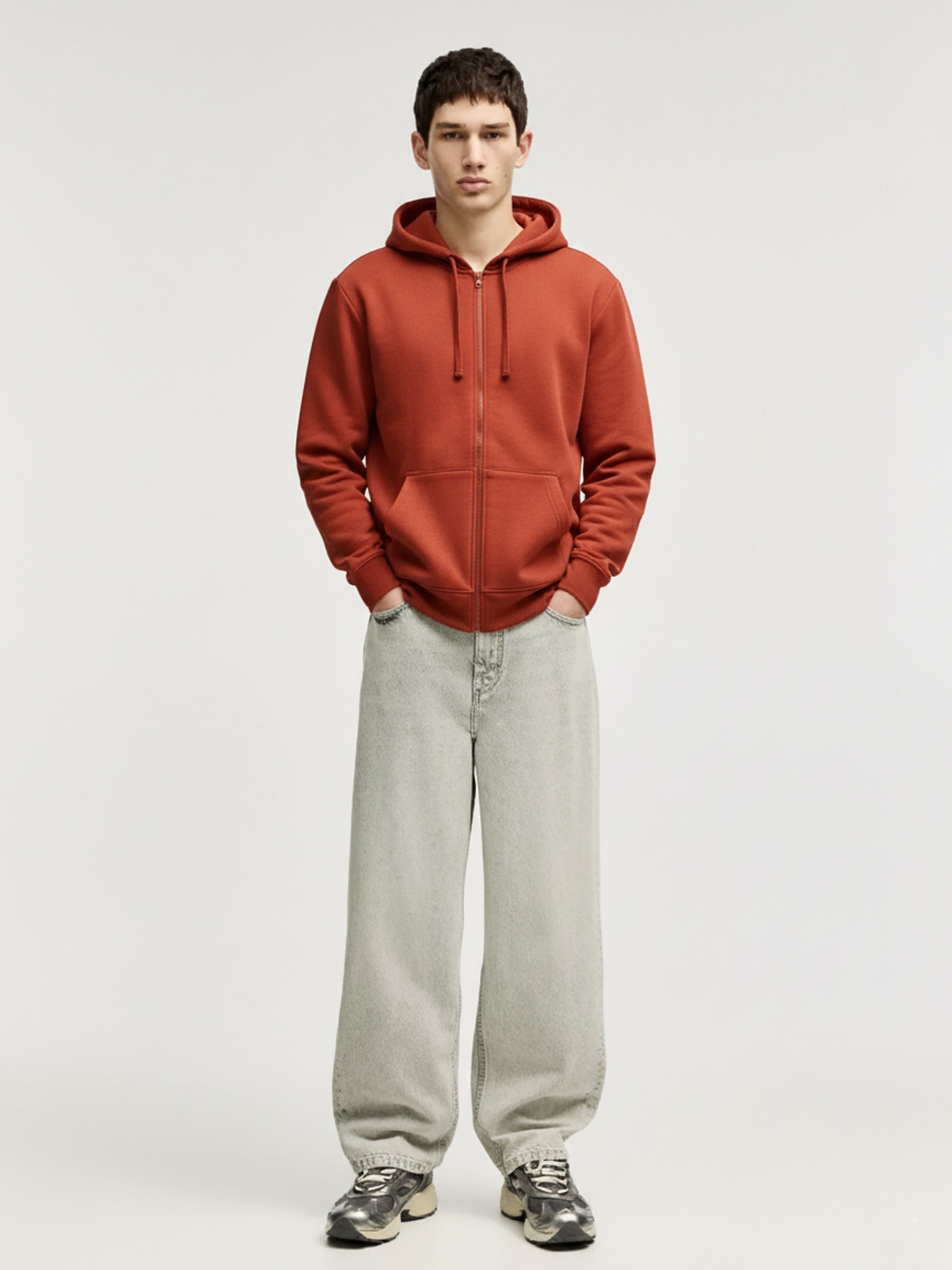 Highlander Men Red Hooded Front-Open Sweatshirt - Red - Image 2