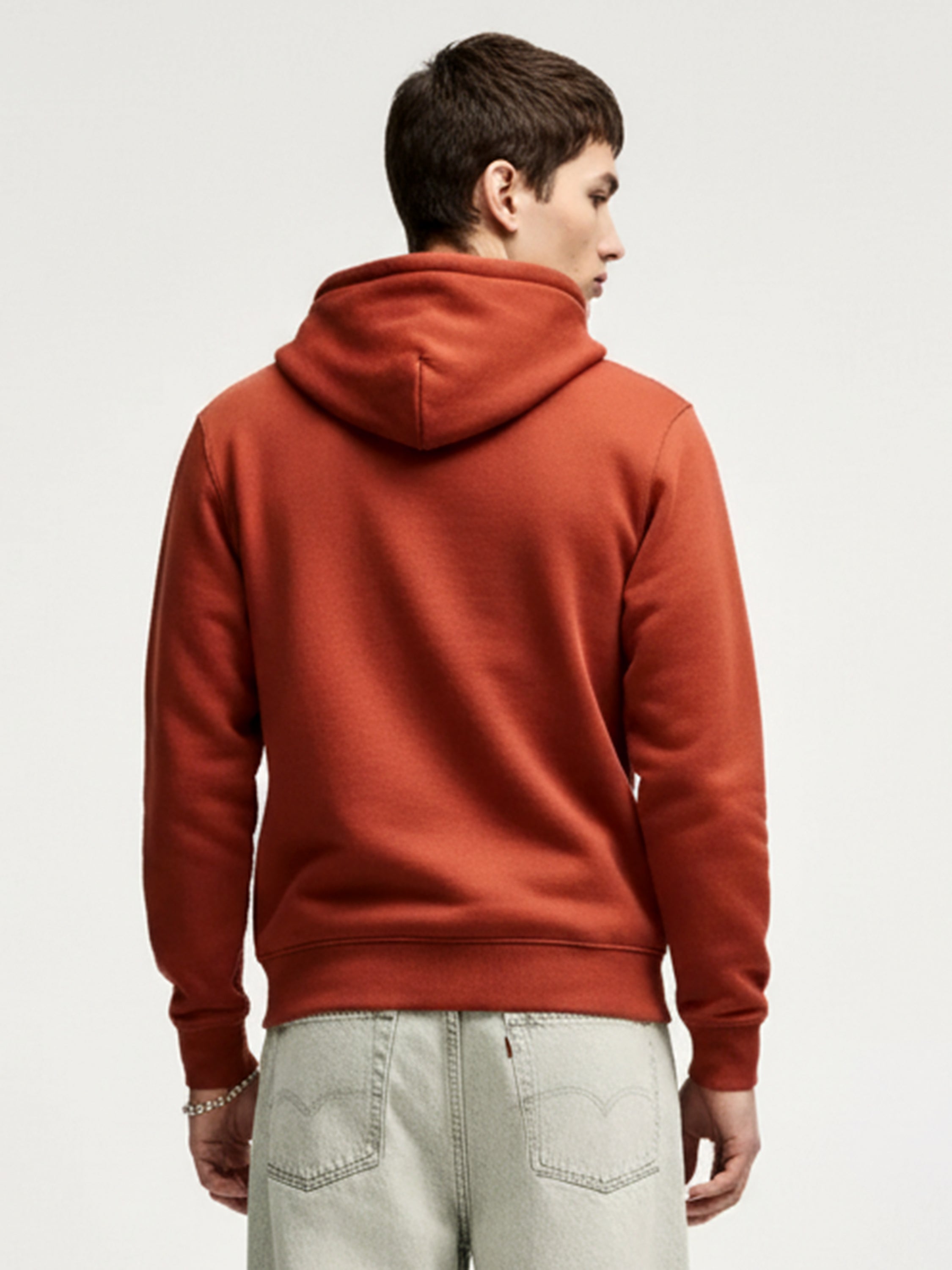 Highlander Men Red Hooded Front-Open Sweatshirt - Red - Image 3
