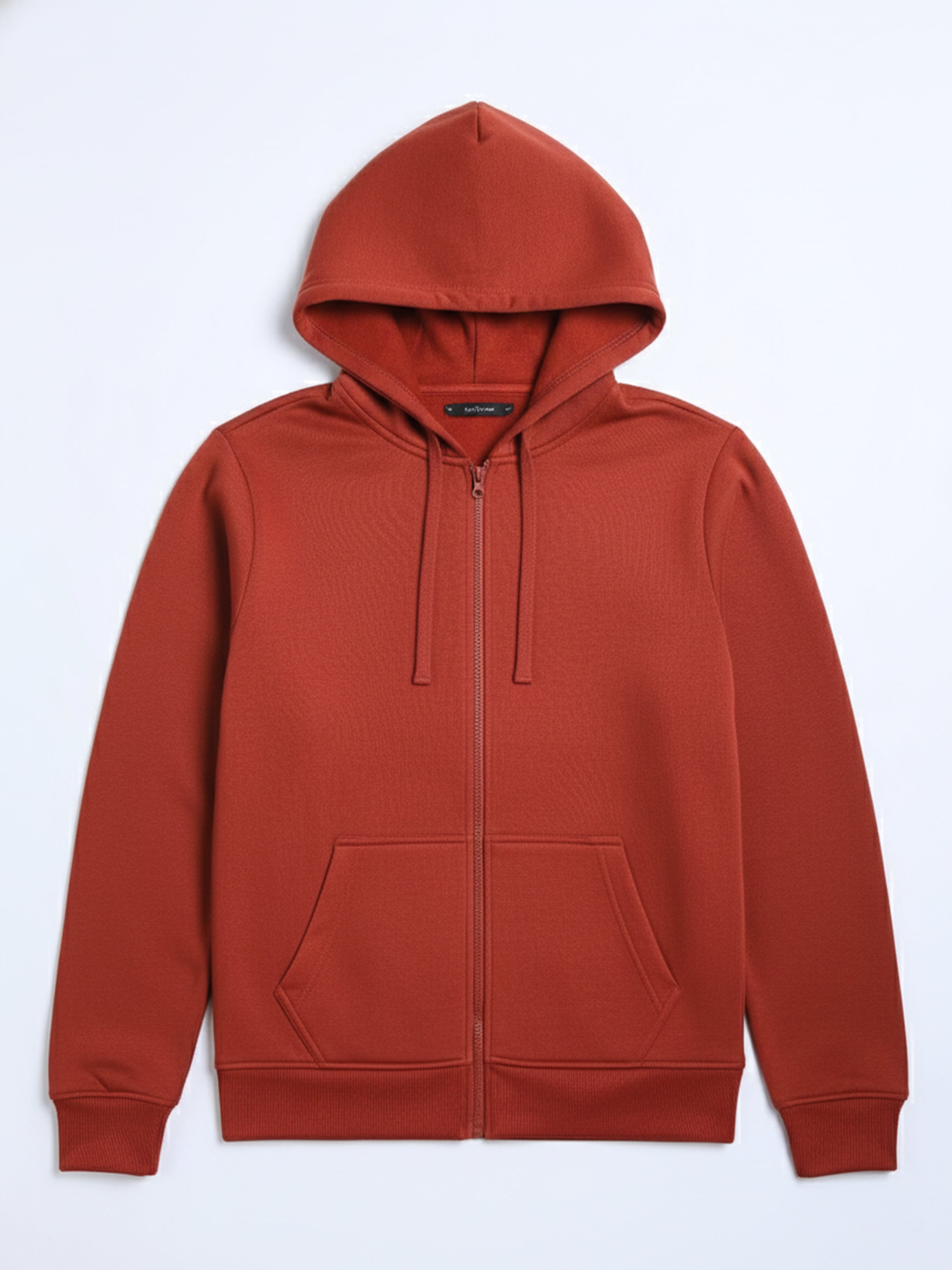 Highlander Men Red Hooded Front-Open Sweatshirt - Red - Image 4
