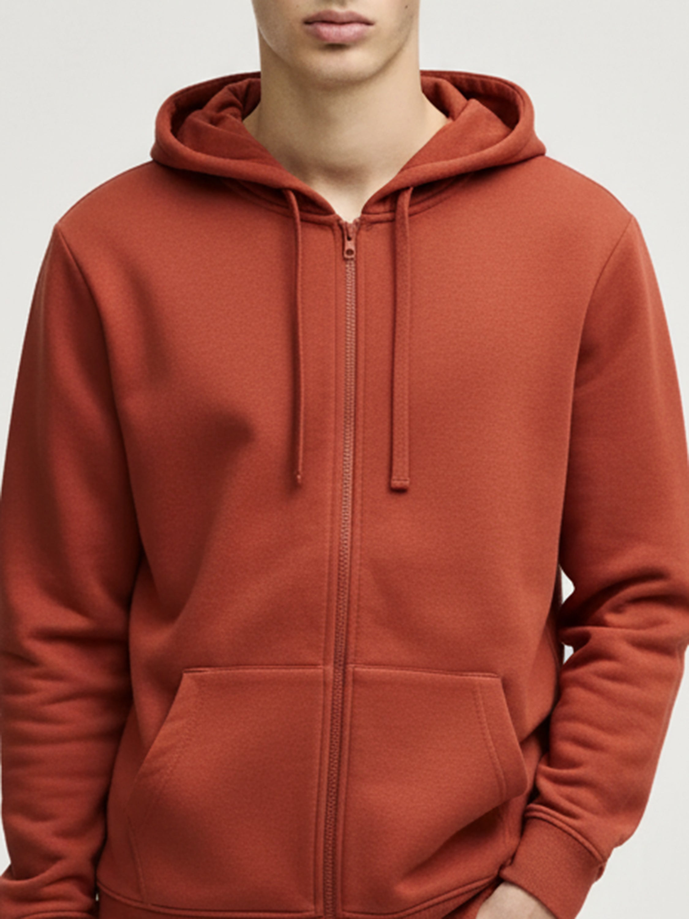 Highlander Men Red Hooded Front-Open Sweatshirt - Red - Image 6